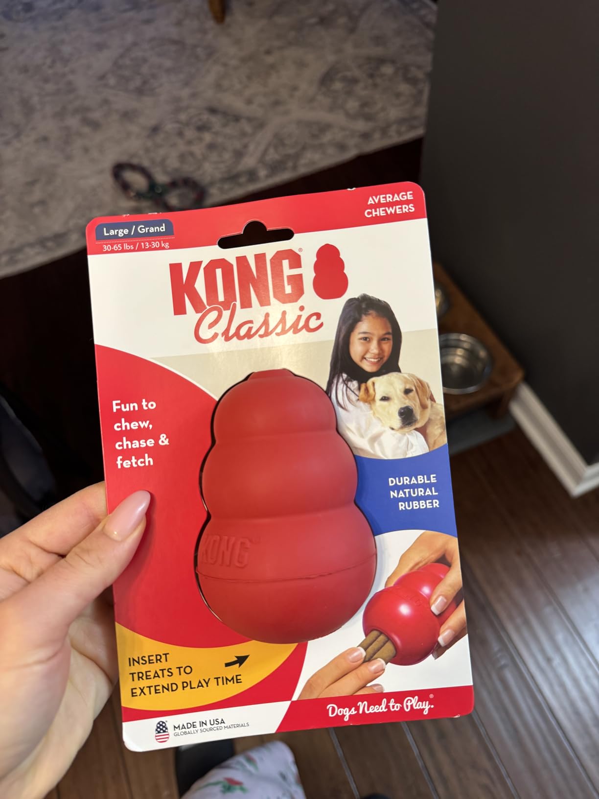 KONG Classic Stuffable Dog Toy - Fetch & Chew Toy for Dogs - Treat-Filling Capabilities & Erratic Bounce for Extended Play Time - Durable Natural Rubber Material - for Large Dogs Customer Review KONG Classic Stuffable Dog Toy - Fetch & Chew Toy for Dogs - Treat-Filling Capabilities & Erratic Bounce for Extended Play Time - Durable Natural Rubber Material - for Large Dogs - Customer Photo 1