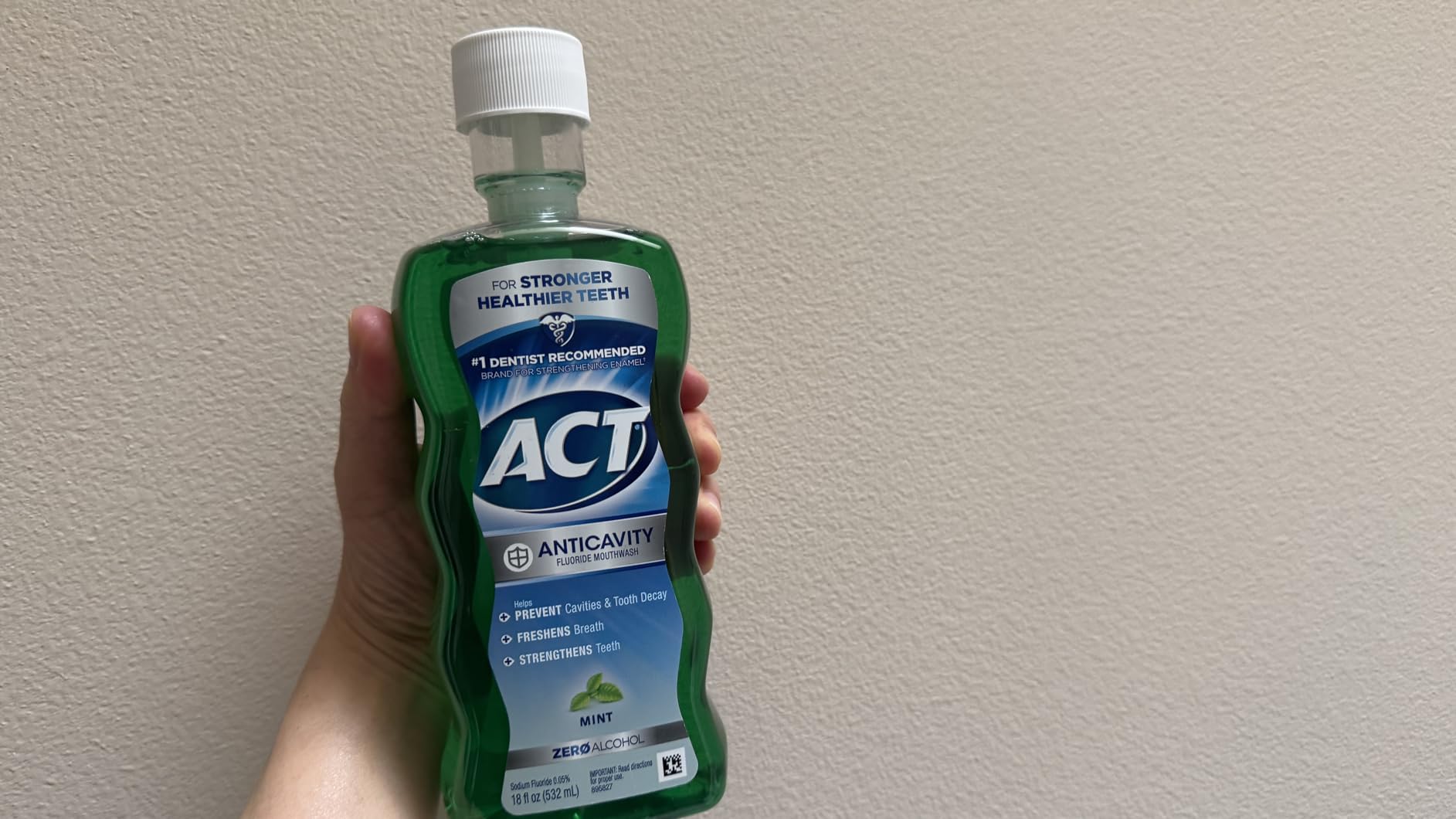 ACT Anticavity Zero Alcohol Fluoride Mouthwash 18 fl. oz., With Accurate Dosing Cup, Mint - Customer Photo 1