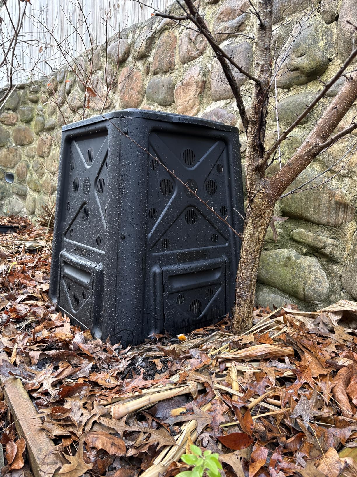 Redmon Outdoor Compost Bin with Lift Off Lid, 4-Door Access & Vent Holes, 65 Gallon, Black - Composting Bin Container for Kitchen Food Waste Recycling - Customer Photo 2