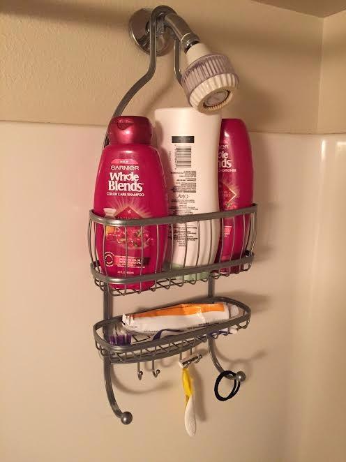 iDesign York Metal Wire Hanging Shower Caddy, Extra Wide Space for Shampoo, Conditioner, and Soap with Hooks for Razors, Towels, and More, 9.75