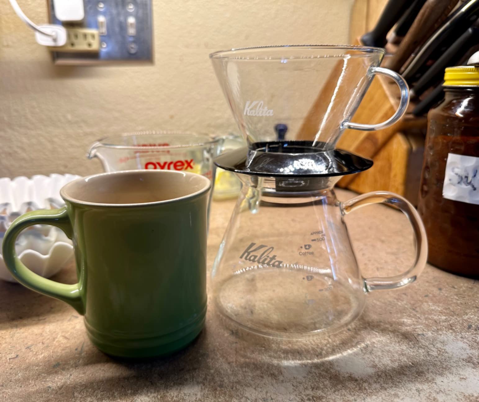 Kalita Wave Pour Over Coffee Dripper, Size 185, Makes 16-26oz, Single Cup Maker, Heat-Resistant Glass, Patented & Portable Customer Review Kalita Wave Pour Over Coffee Dripper, Size 185, Makes 16-26oz, Single Cup Maker, Heat-Resistant Glass, Patented & Portable - Customer Photo 2