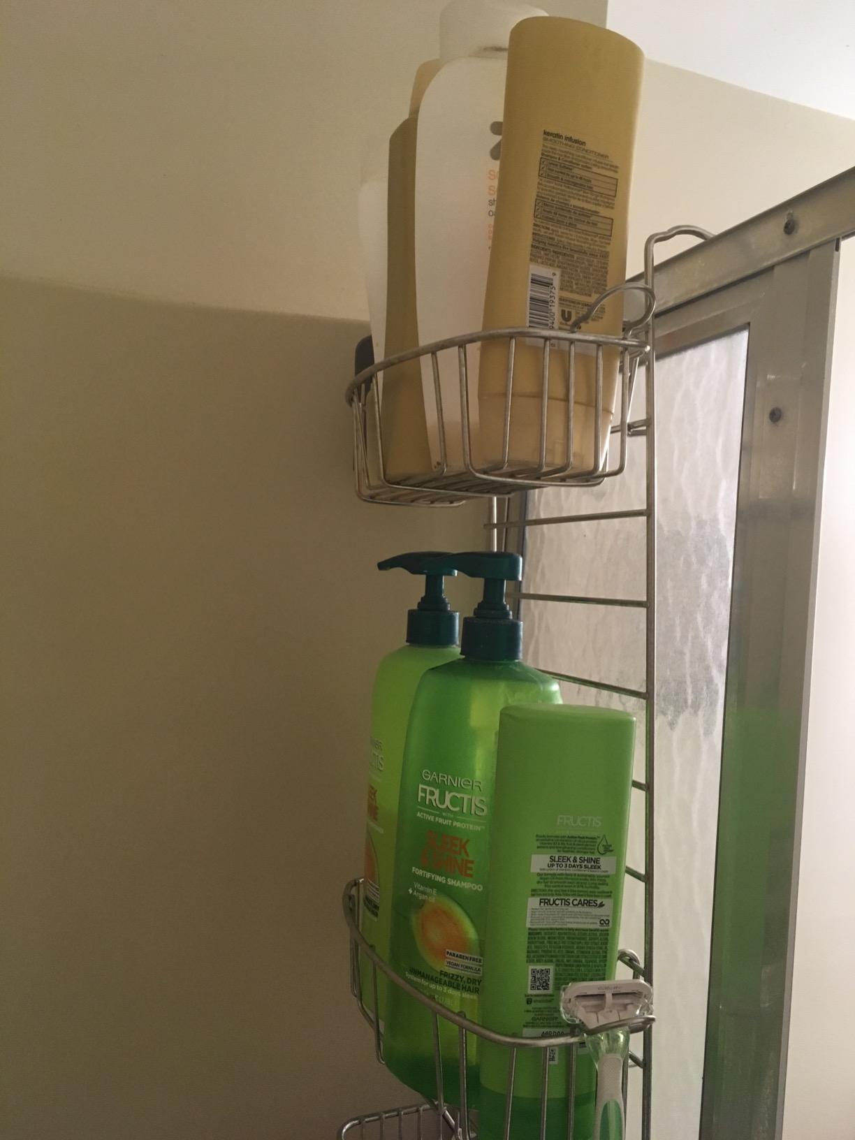 Zenna Home Shower Caddy Hanging Over the Shower Door Organizer, Stainless Steel Rack with 2 Shelves and Built in Hooks, Bathroom Organizer Shelf for Inside Shower, Stainless Steel - Customer Photo 1