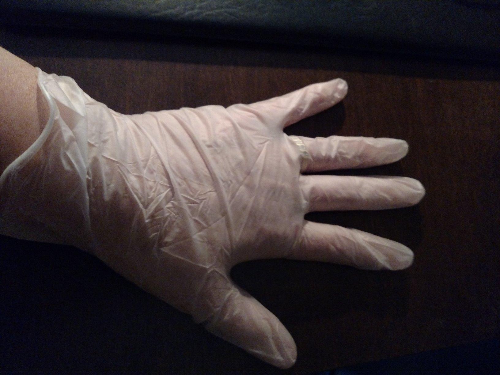 AMMEX Clear Vinyl Disposable Exam/Medical Gloves, 3 Mil, Latex/Powder-Free, Food-Safe, Smooth, Non-Sterile, Large, Box of 100 - Customer Photo 2