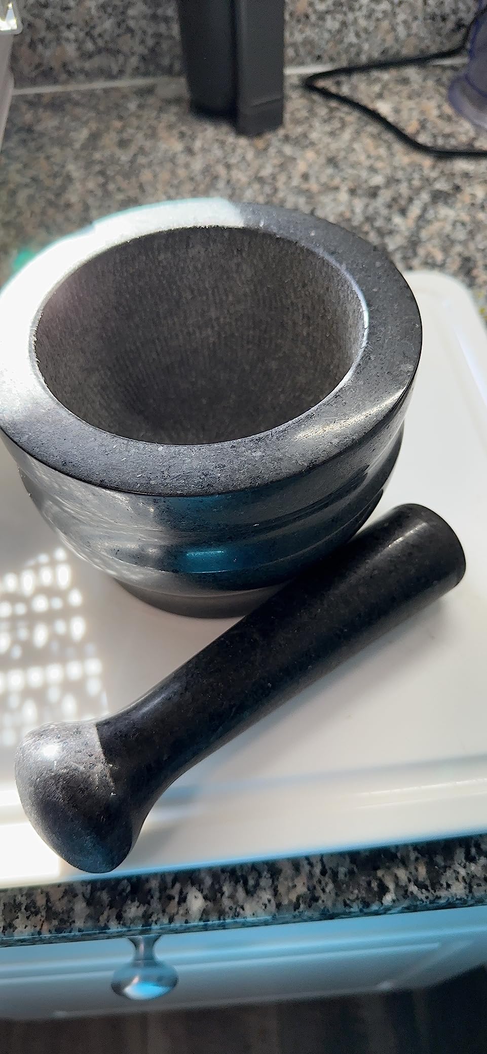 Cole & Mason 5.5-inch Granite Mortar & Pestle - Unpolished Stone Mortar & Pestle for Kitchen - Small Grinding Bowl for Herbs and Spices - Black, 8 pounds - Customer Photo 2