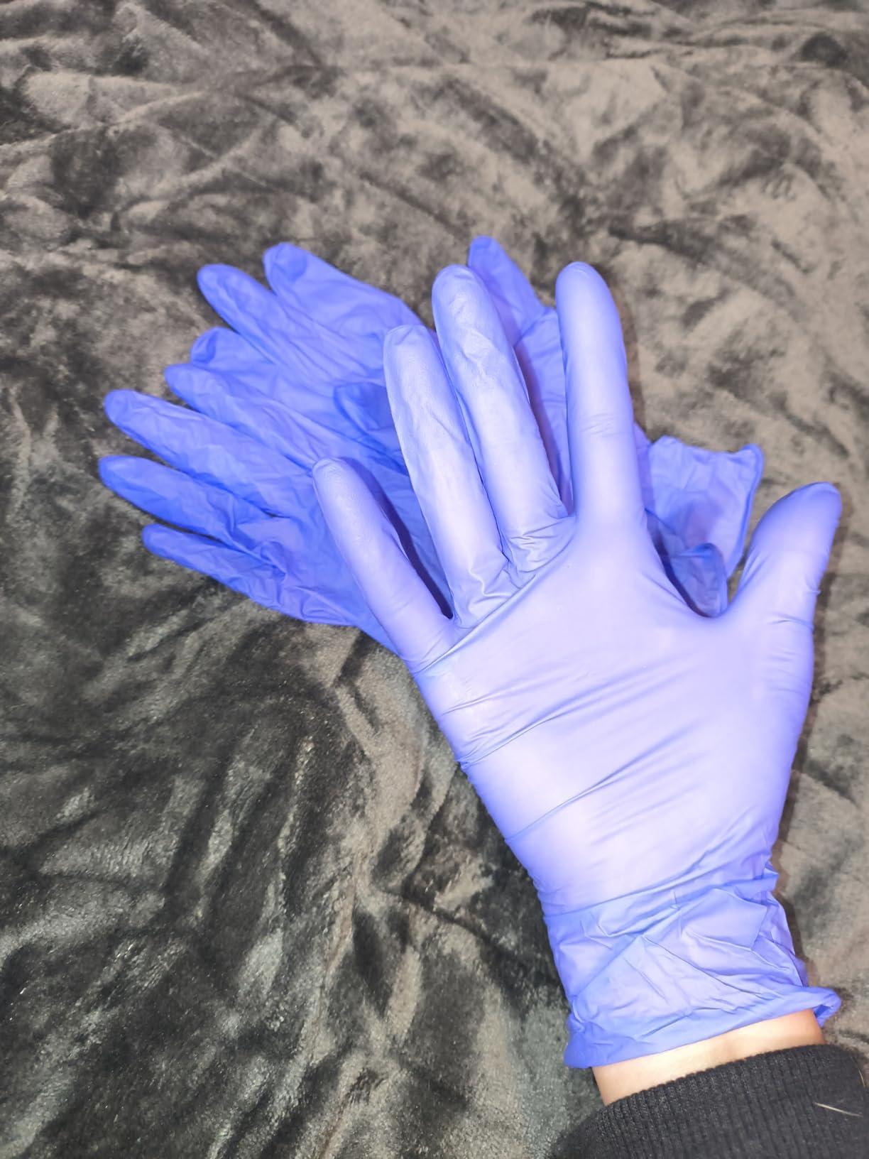 MedPride Powder-Free Nitrile Exam Gloves, Iris Blue, Medium, Box/100 - Customer Photo 1