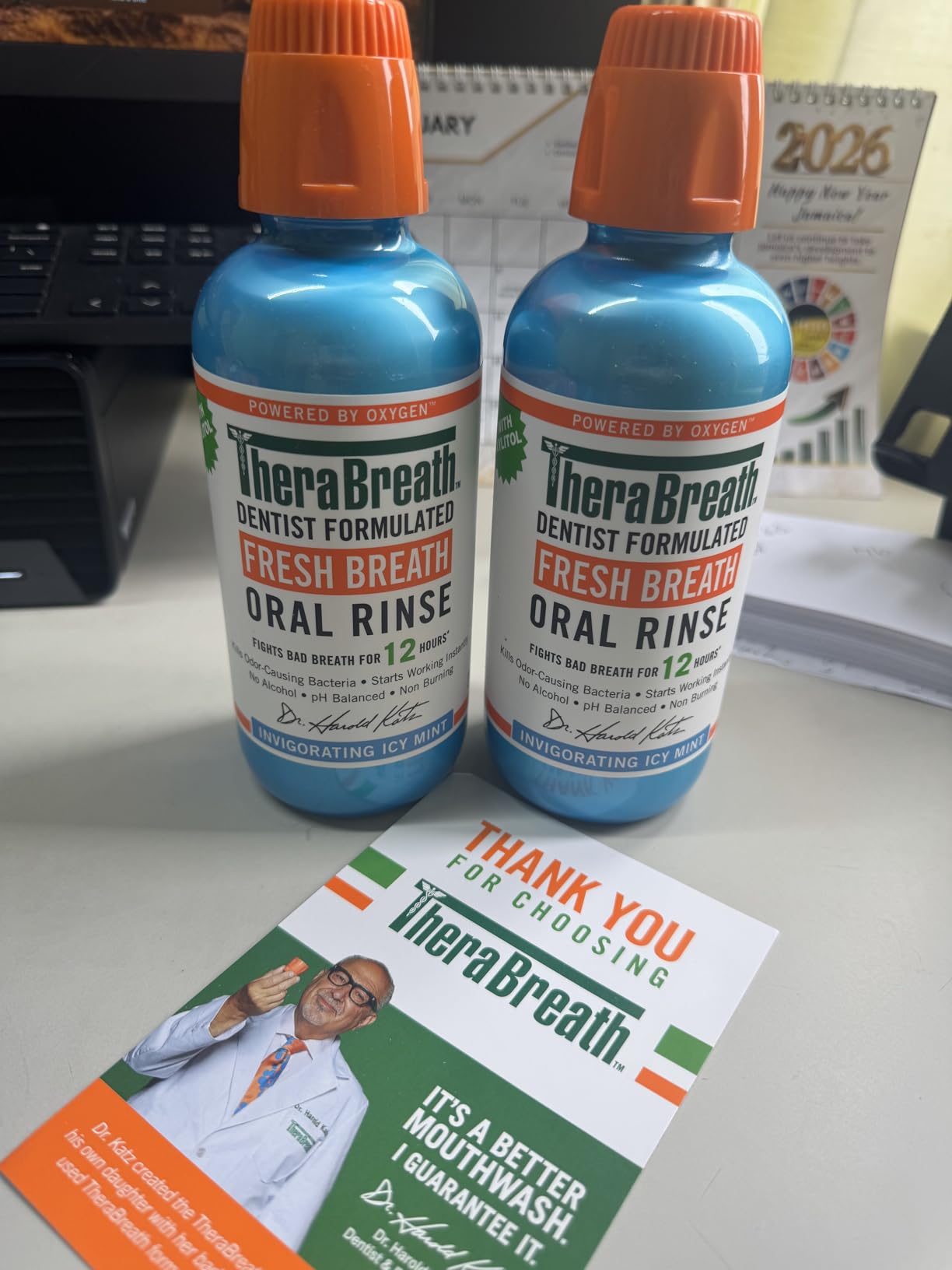 TheraBreath Fresh Breath Mouthwash, Icy Mint Flavor, Alcohol-Free, 16 Fl Oz (Pack of 2) - Customer Photo 3