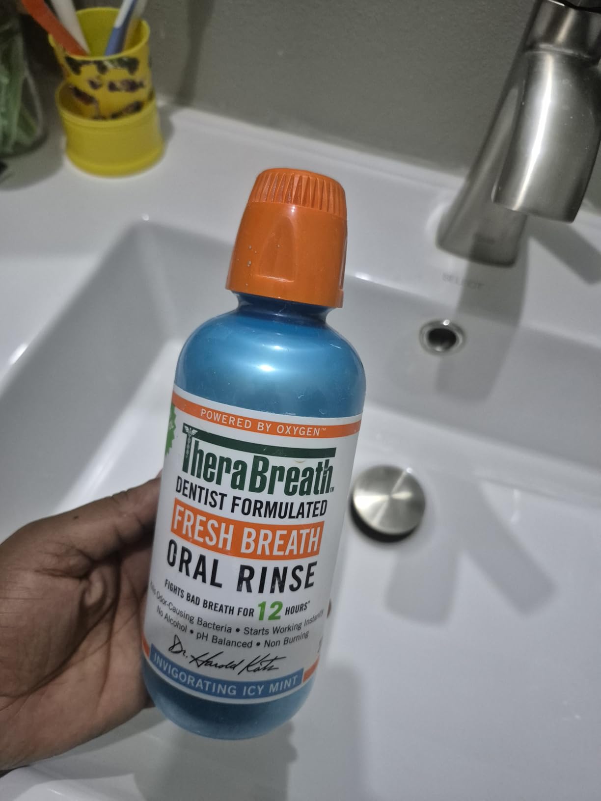TheraBreath Fresh Breath Mouthwash, Icy Mint Flavor, Alcohol-Free, 16 Fl Oz (Pack of 2) - Customer Photo 5