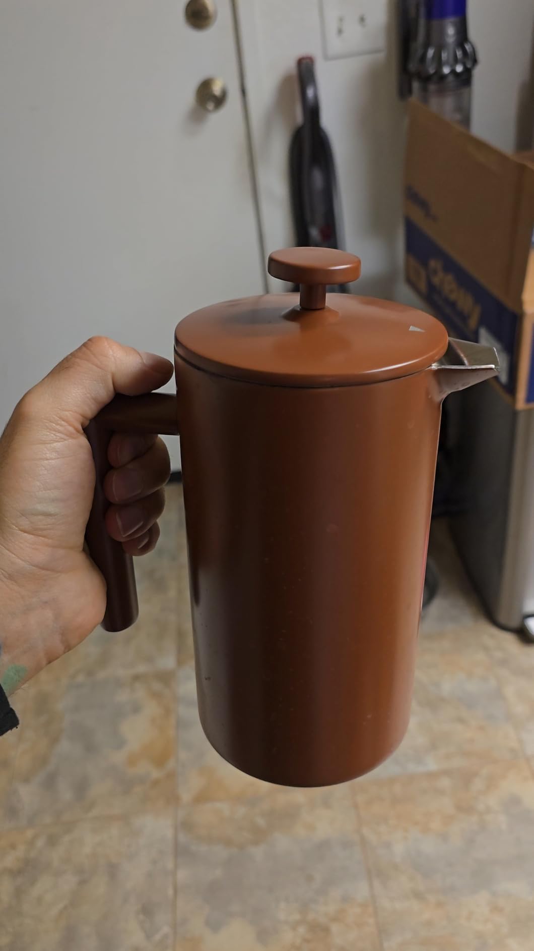 Secura French Press Coffee Maker, 304 Grade Stainless Steel Insulated Coffee Press with 2 Extra Screens, 34oz (1 Litre), Silver Customer Review Secura French Press Coffee Maker, 304 Grade Stainless Steel Insulated Coffee Press with 2 Extra Screens, 34oz (1 Litre), Silver - Customer Photo 1