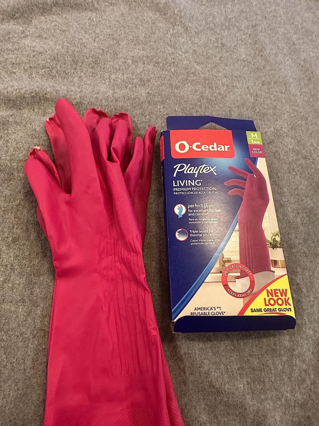 O-Cedar Playtex Gloves Living Reuseable Rubber Cleaning Gloves, Premium Protection, Size - Medium (1 Pair) - 4 Pack - Customer Photo 2