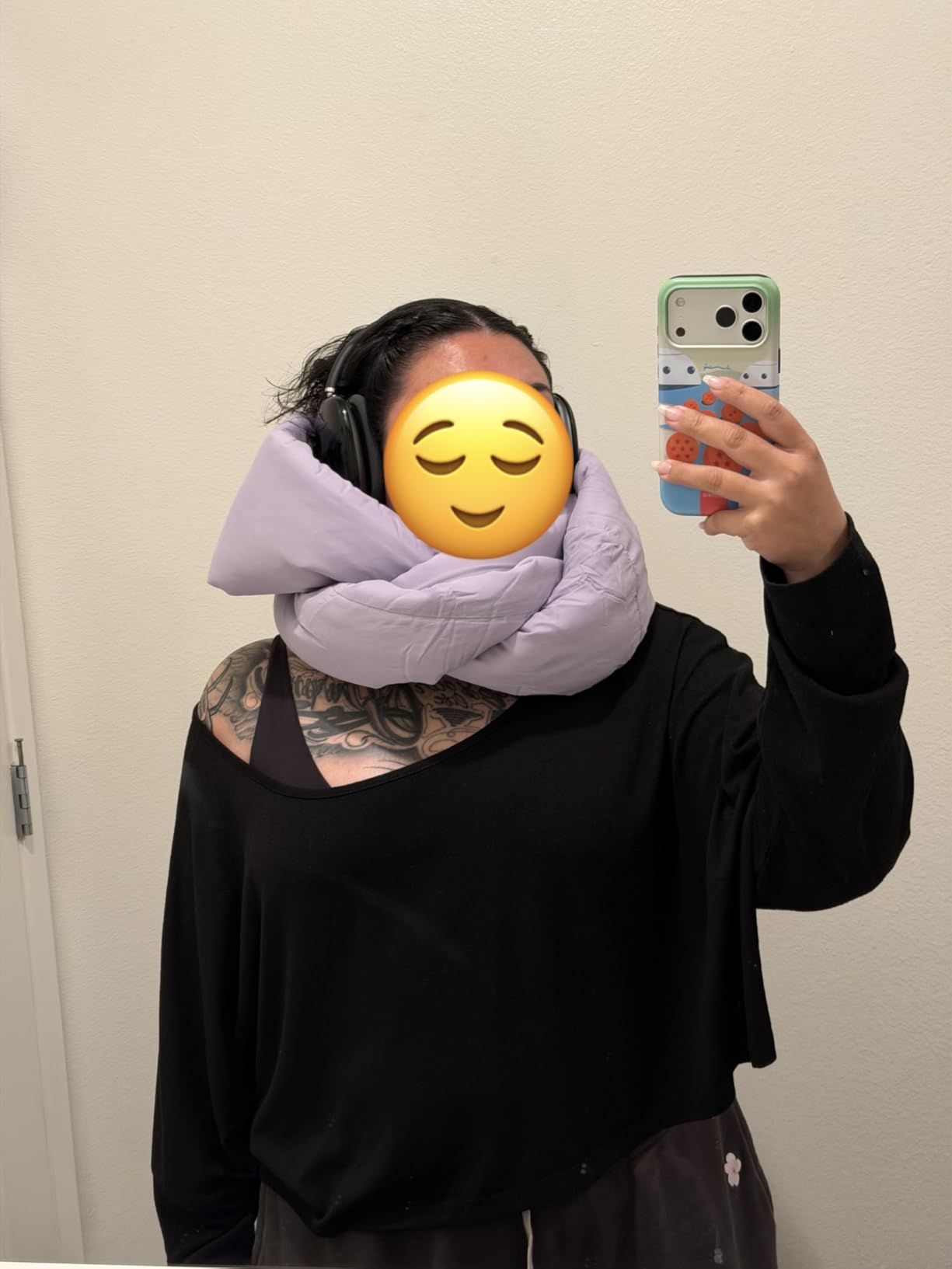 Huzi Infinity Pillow - Home Travel Soft Neck Scarf Support Sleep (Navy) - Customer Photo 1