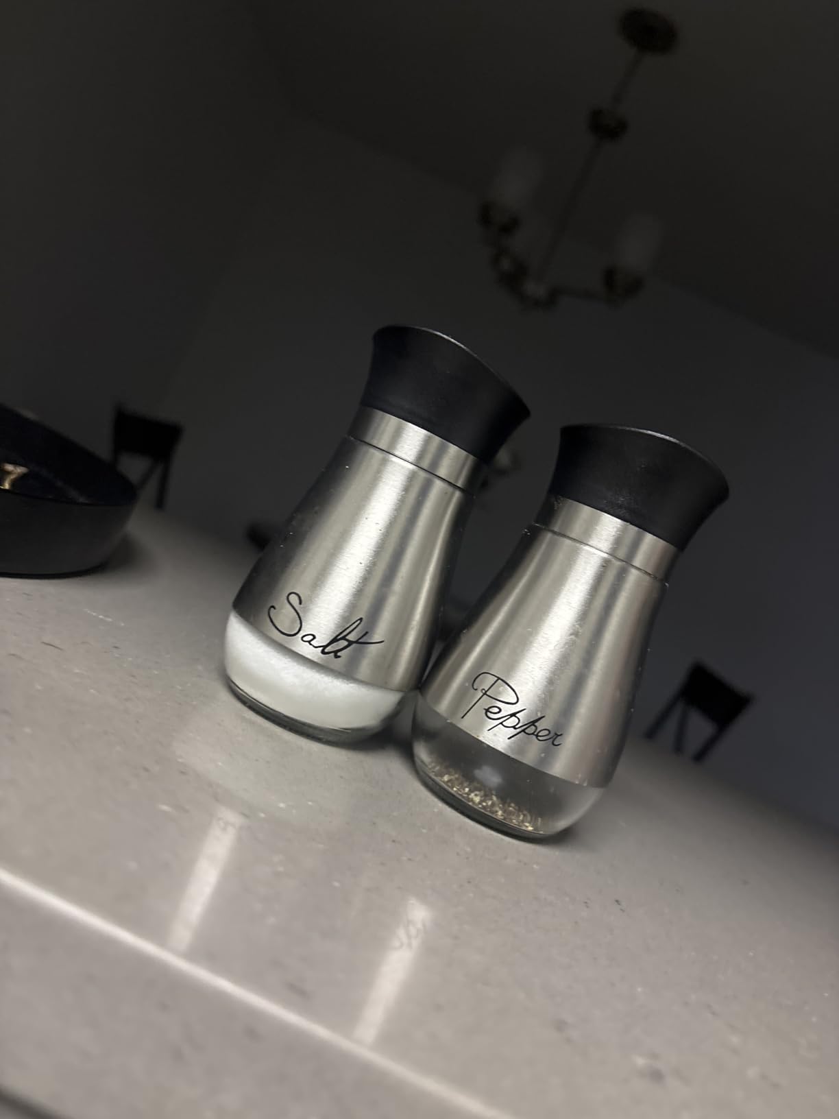 Stainless Steel Salt and Pepper Shaker Set with Glass Bottom, Perforated 