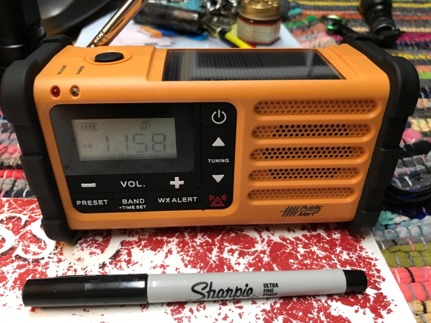 Sangean MMR-88 AM/FM/Weather+Alert Emergency Radio. Solar/Hand Crank/USB/Flashlight, Siren, Smartphone Charger yellow - Customer Photo 1