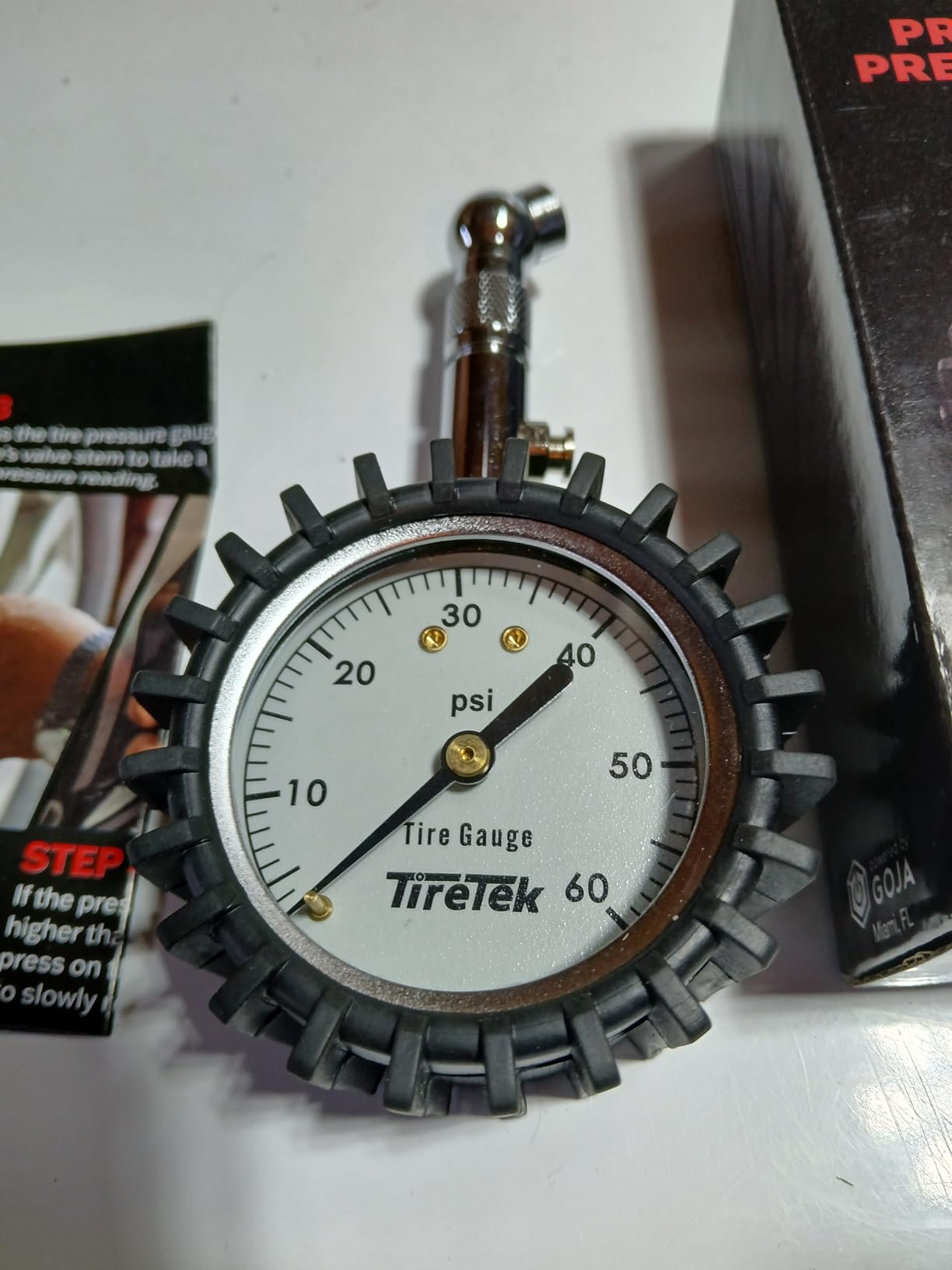 Tire Pressure Gauge for Cars (ANSI Certified) Premium Air Pressure Gauge for Tires - Easy to Read Glow in The Dark Automobile Analog Circular Dial Customer Review Tire Pressure Gauge for Cars (ANSI Certified) Premium Air Pressure Gauge for Tires - Easy to Read Glow in The Dark Automobile Analog Circular Dial - Customer Photo 2