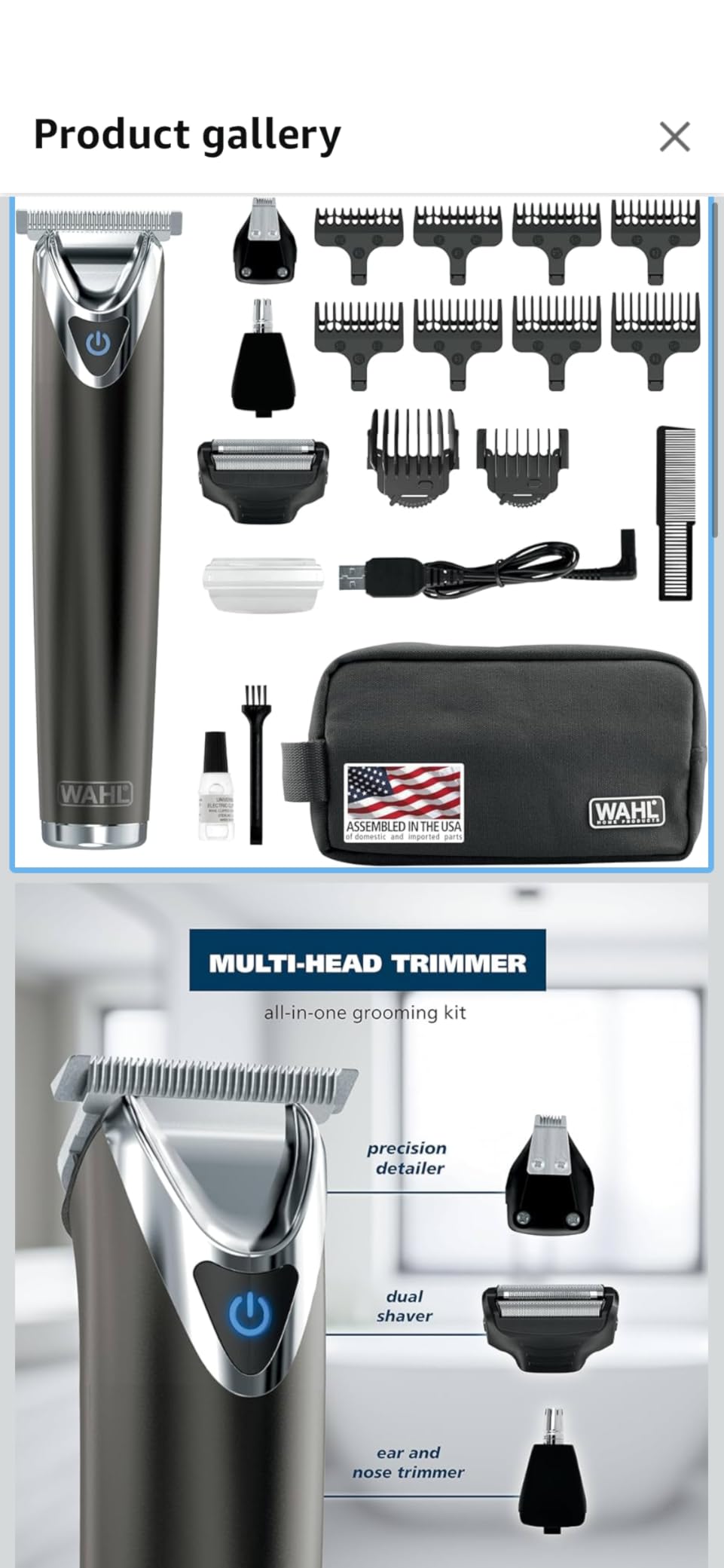 WAHL USA Stainless Steel Lithium Ion 2.0+ Slate Beard Trimmer for Men - Electric Shaver, Nose Ear Trimmer, Rechargeable All in One Men's Grooming Kit - Model 9864 - Customer Photo 1
