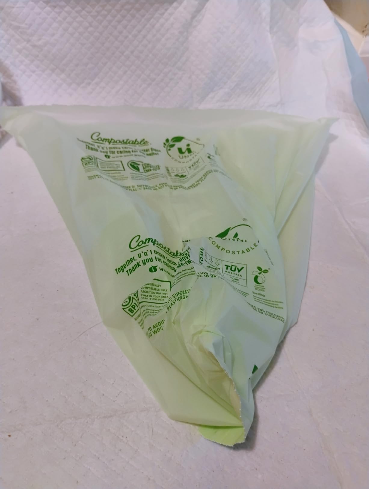 UNNI Compostable Trash Bags, 13 Gallon / 49.2 Liter, 50 Count, Extra Thick 0.9 Mil Tall Kitchen Food Scrap Bin Liners, Certified by BPI, CMA & OK compost HOME, Meets the ASTM D6400 Standard - Customer Photo 1