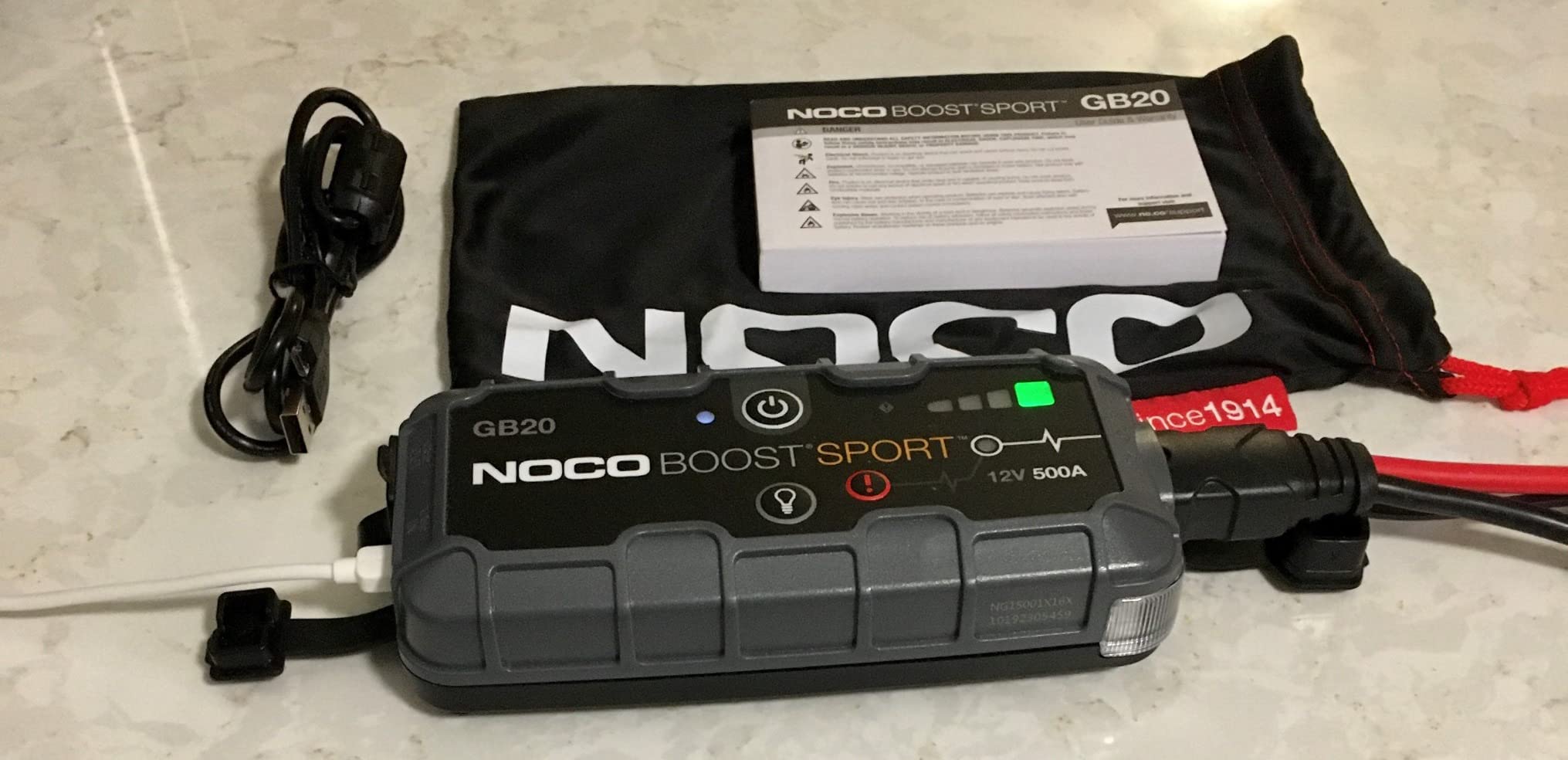 NOCO Boost GB20: 500A UltraSafe Jump Starter – 12V Lithium Battery Booster Pack, Portable Jump Box, Power Bank & Jumper Cables - for 4.0L Gas Engines - Customer Photo 1