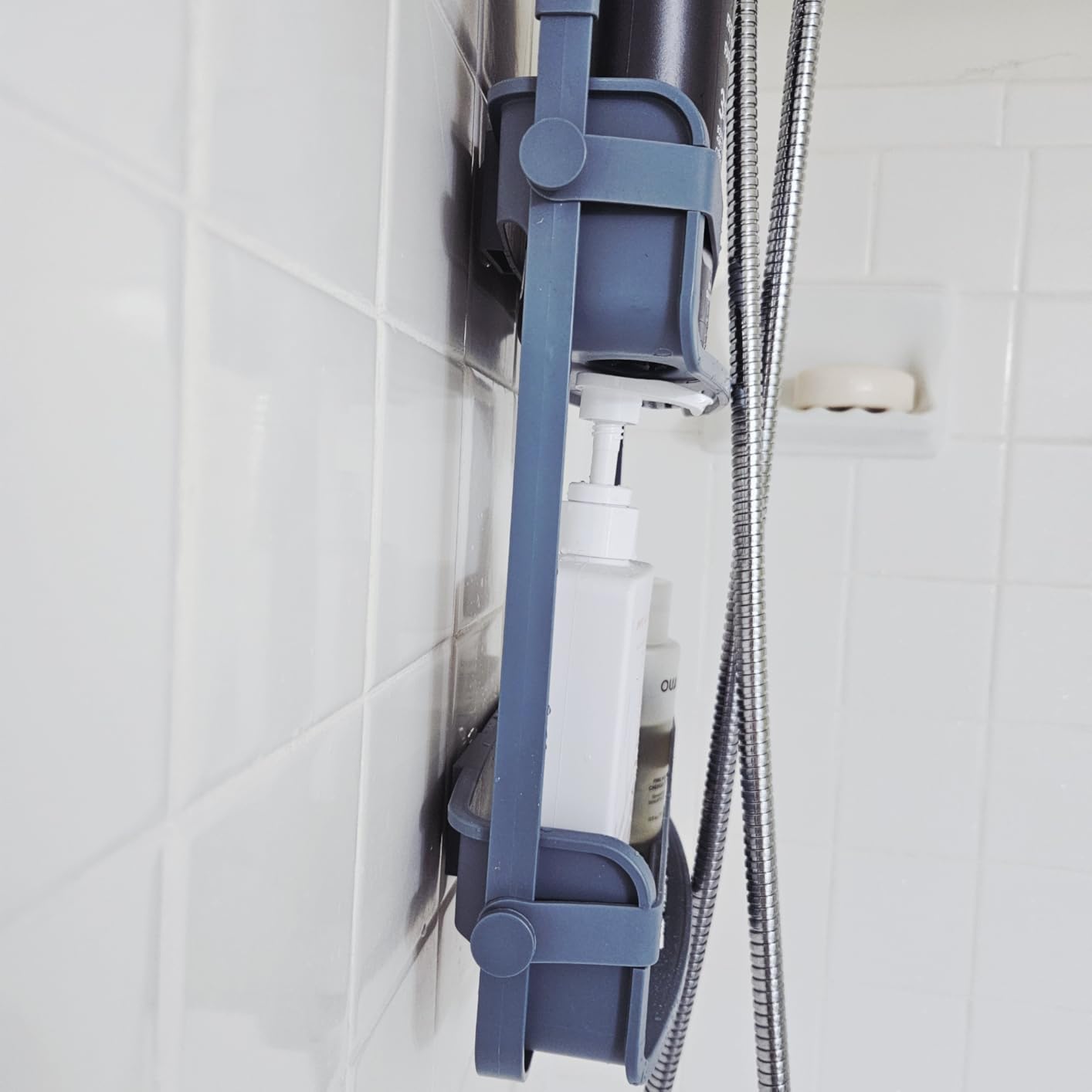 Umbra Flex Hanging Shower Caddy with 2 Shelves, Bathtub Shelf and Bathroom Organizer, White - Customer Photo 3