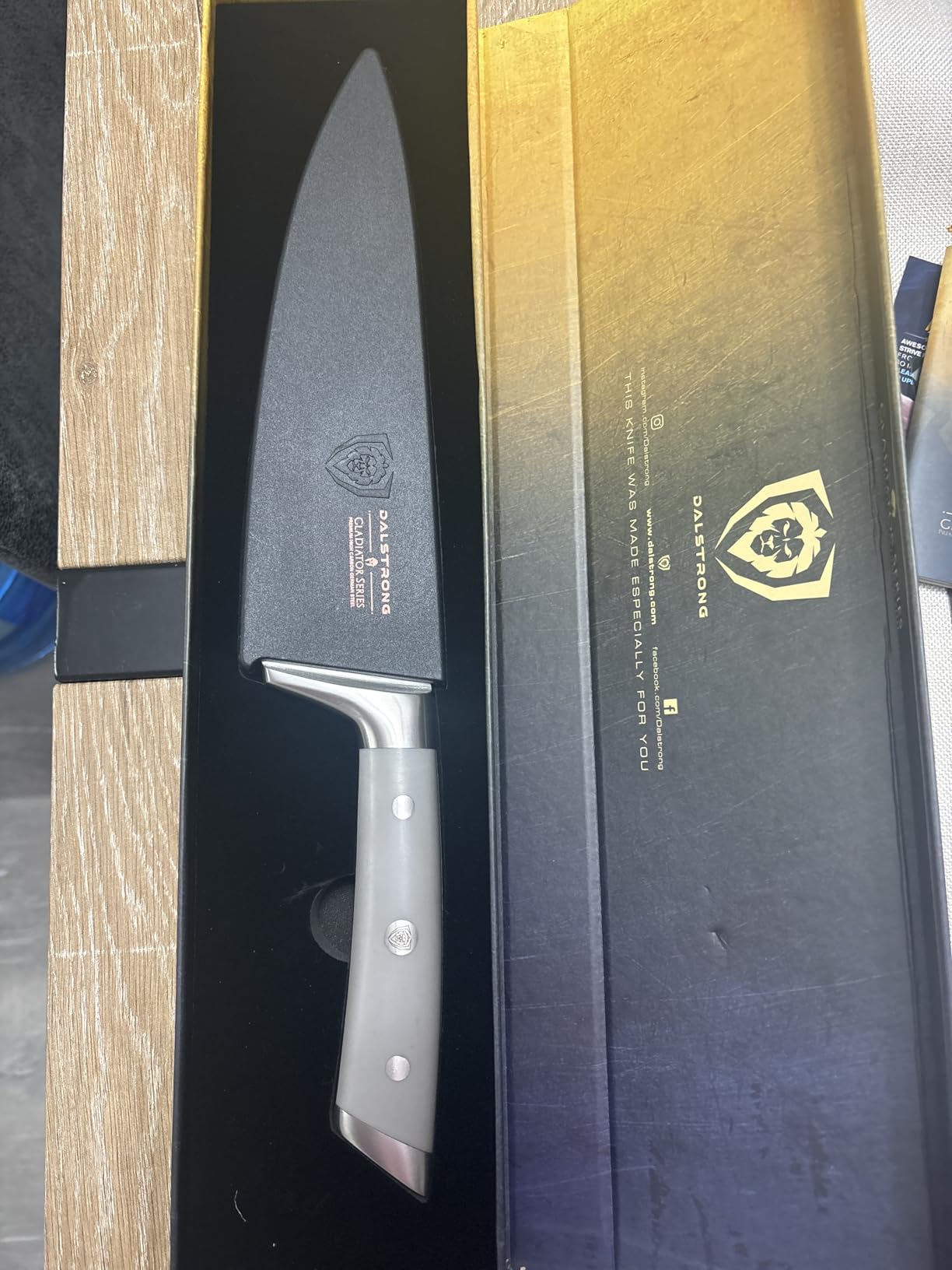 Dalstrong Chef Knife - 8 inch Blade - Forged HC German Steel Chef's Knife - Full Tang - Black G10 Handle - Gladiator Series ELITE - Razor Sharp Kitchen - Professional - Sheath - NSF Certified Customer Review Dalstrong Chef Knife - 8 inch Blade - Forged HC German Steel Chef's Knife - Full Tang - Black G10 Handle - Gladiator Series ELITE - Razor Sharp Kitchen - Professional - Sheath - NSF Certified - Customer Photo 1