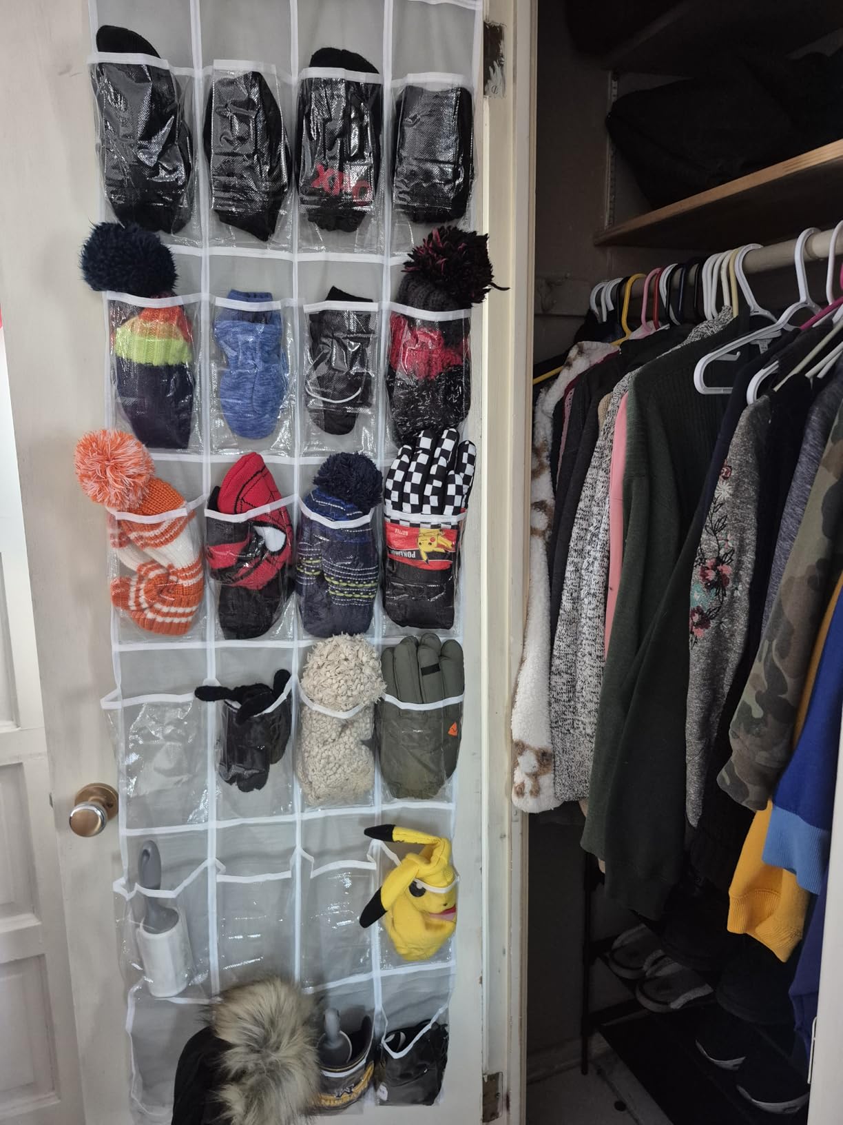 Simple Houseware 24 Pockets - Crystal Clear Over The Door Hanging Shoe Organizer, Gray (64