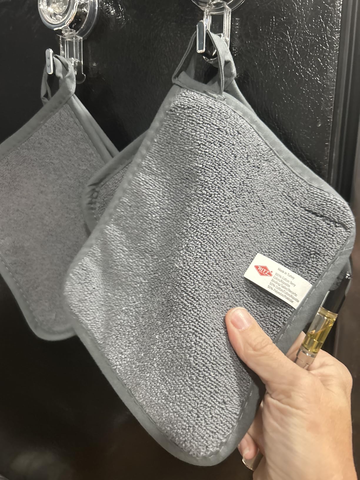 RITZ Terry Potholder & Hot Pad: Unparalleled Heat Resistant, Durable 100% Cotton – Ergonomically Designed for Optimal Grip – Easy-Care Machine Washable – 2-Pack, Graphite - Customer Photo 1