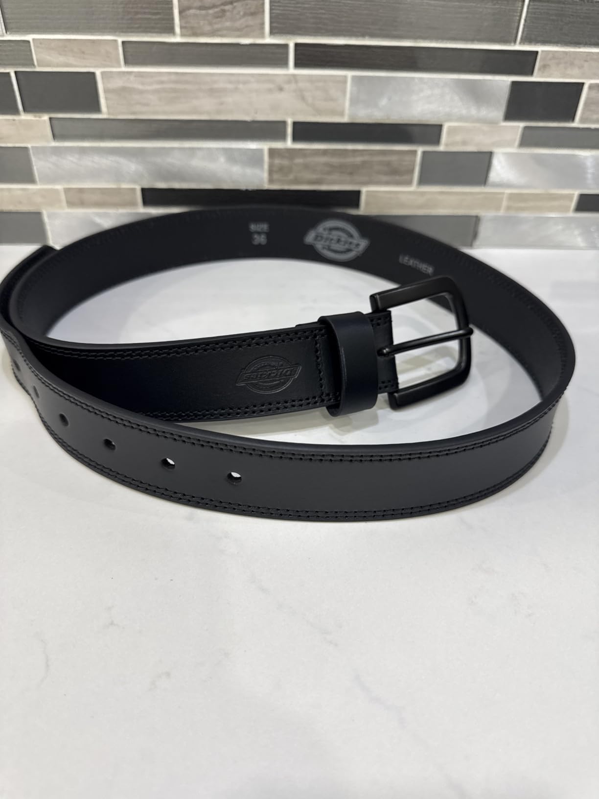 Dickies Men's Genuine Leather Belt – Durable Casual Style, Regular & Big and Tall Sizes Customer Review Dickies Men's Genuine Leather Belt – Durable Casual Style, Regular & Big and Tall Sizes - Customer Photo 1