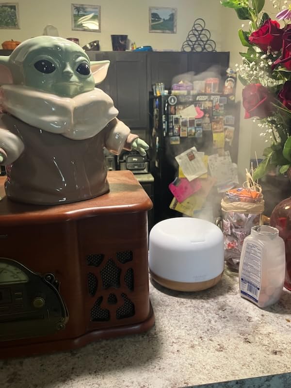 ASAKUKI Essential Oil Diffuser 500ml, Ultrasonic Aromatherapy Humidifier with Remote Control, 7 LED Colors, Timer & Auto-Off, Large Room Diffuser (Yellow) - Customer Photo 1