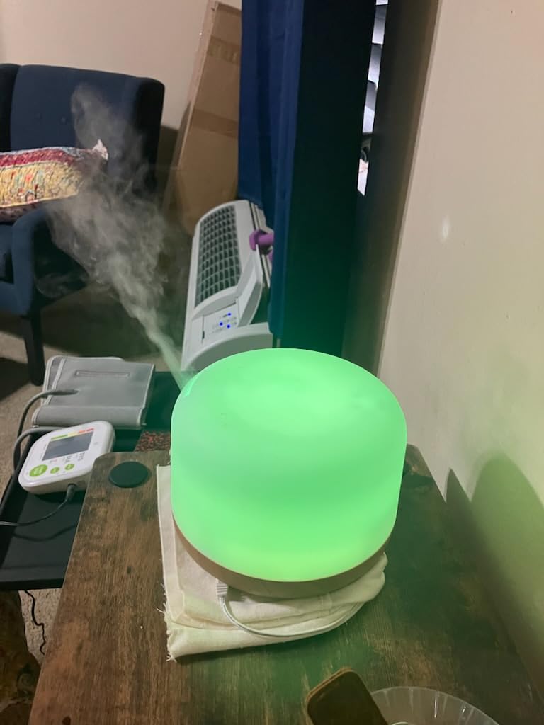 ASAKUKI Essential Oil Diffuser 500ml, Ultrasonic Aromatherapy Humidifier with Remote Control, 7 LED Colors, Timer & Auto-Off, Large Room Diffuser (Yellow) - Customer Photo 2