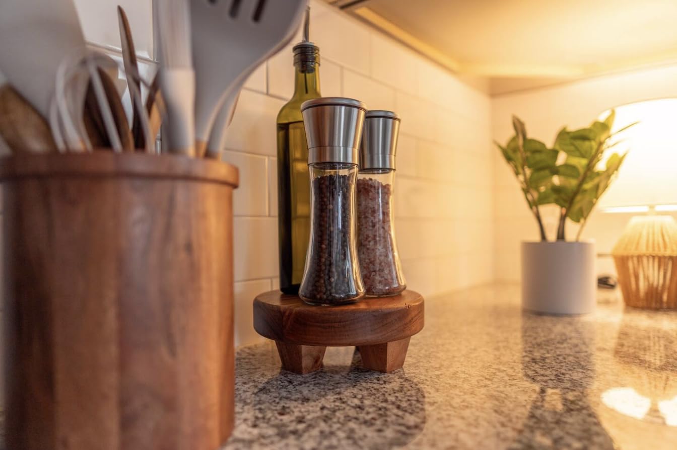 Home EC Premium Stainless Steel Sea Salt and Pepper Grinder Set of 2 - Adjustable Ceramic - Tall Glass Salt and Pepper Shakers - Kitchen Spice Mill W/Funnel & EBook - Customer Photo 1