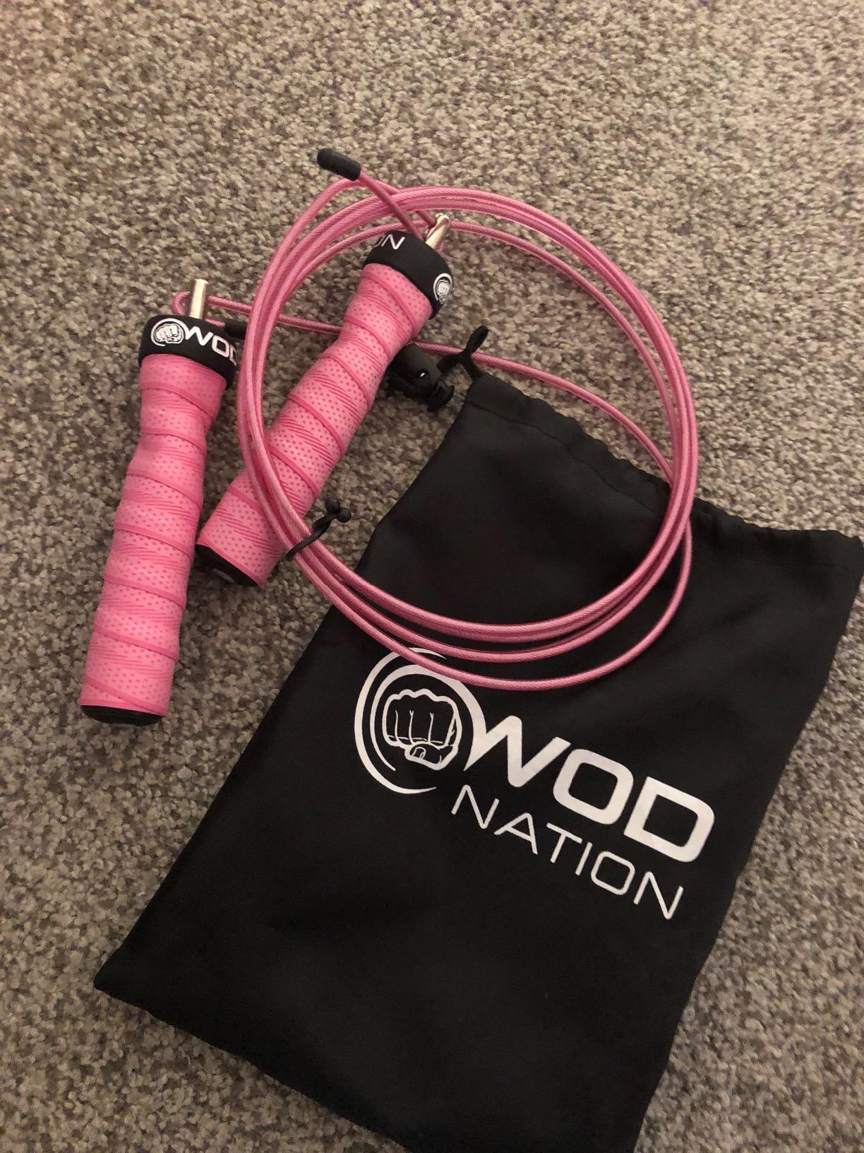 WOD Nation Attack Speed Jump Rope : Adjustable Jumping Ropes : Unique Two Cable Skipping Workout System : One Thick and One Light 11 Foot Cable : Perfect for Double Unders : Men and Women Customer Review WOD Nation Attack Speed Jump Rope : Adjustable Jumping Ropes : Unique Two Cable Skipping Workout System : One Thick and One Light 11 Foot Cable : Perfect for Double Unders : Men and Women - Customer Photo 1