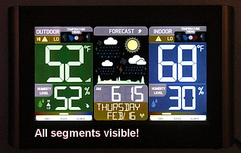 La Crosse Technology Weather Station with Customizable Alerts, Weather Forecast, Temperature, Dew Point, Heat Index, Large Display, Adjustable Brightness, Wireless, Black, C85845-INT - Customer Photo 1
