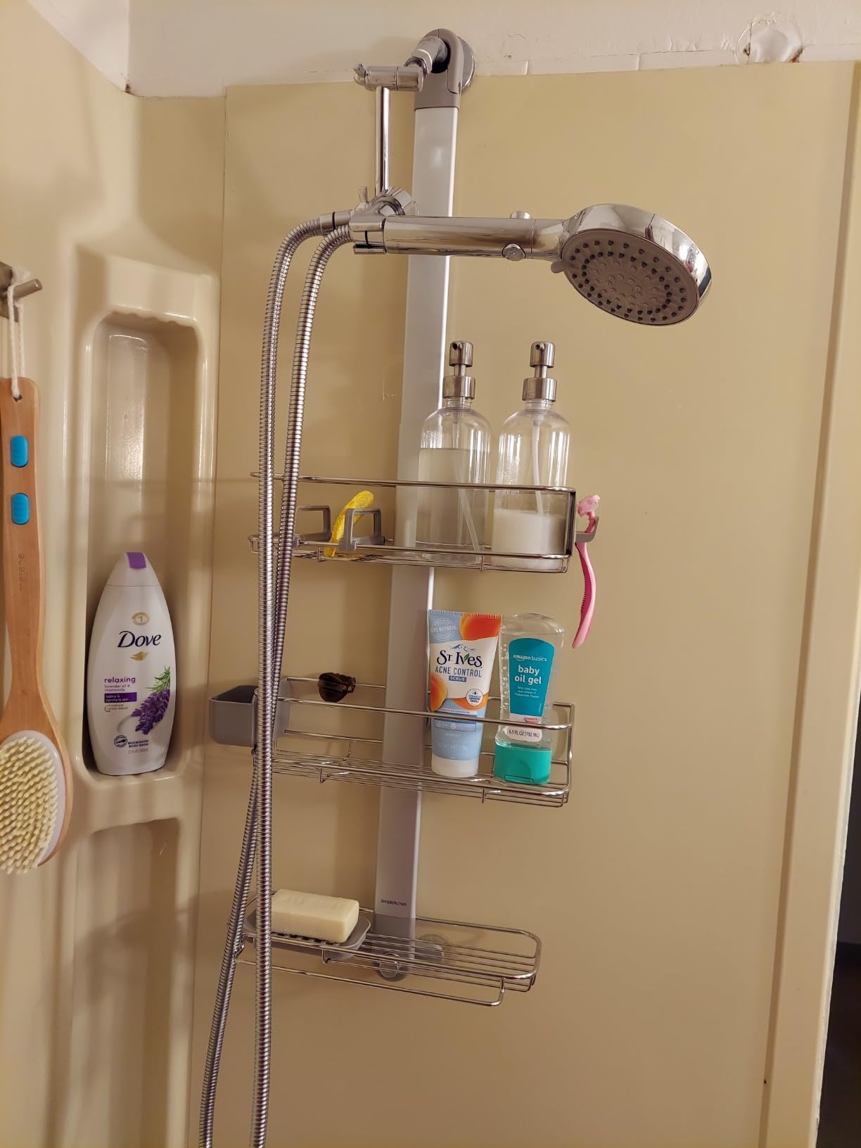 simplehuman Adjustable and Extendable Shower Caddy XL, Stainless Steel and Anodized Aluminum - Customer Photo 3