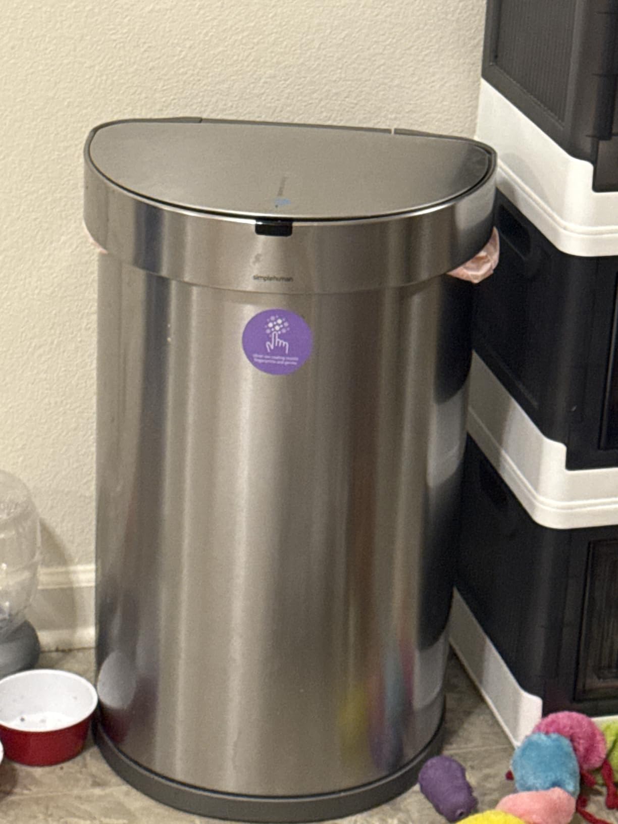 simplehuman 60 Liter Semi-Round Hands-Free Kitchen Step Stainless Steel Trash Can with Soft-Close Lid, Brushed Customer Review simplehuman 60 Liter Semi-Round Hands-Free Kitchen Step Stainless Steel Trash Can with Soft-Close Lid, Brushed - Customer Photo 2
