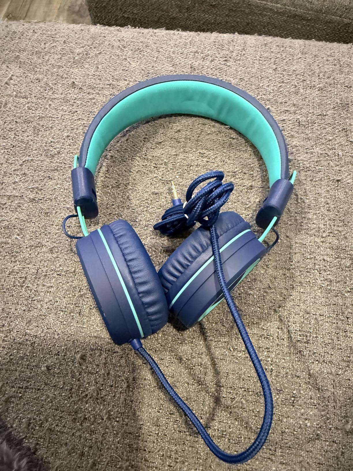 Kids Headphones - noot products K11 Foldable Stereo Tangle-Free 3.5mm Jack Wired Cord On-Ear Headset for Children/Teens/Boys/Girls/Smartphones/School/Kindle/Airplane Travel/Plane (Navy/Teal) - Customer Photo 1
