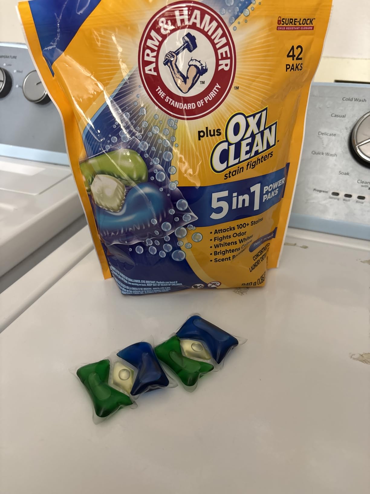 Arm & Hammer Plus OxiClean 5-in-1 Laundry Detergent Power Paks, 42 Count (Packaging may vary) - Customer Photo 1