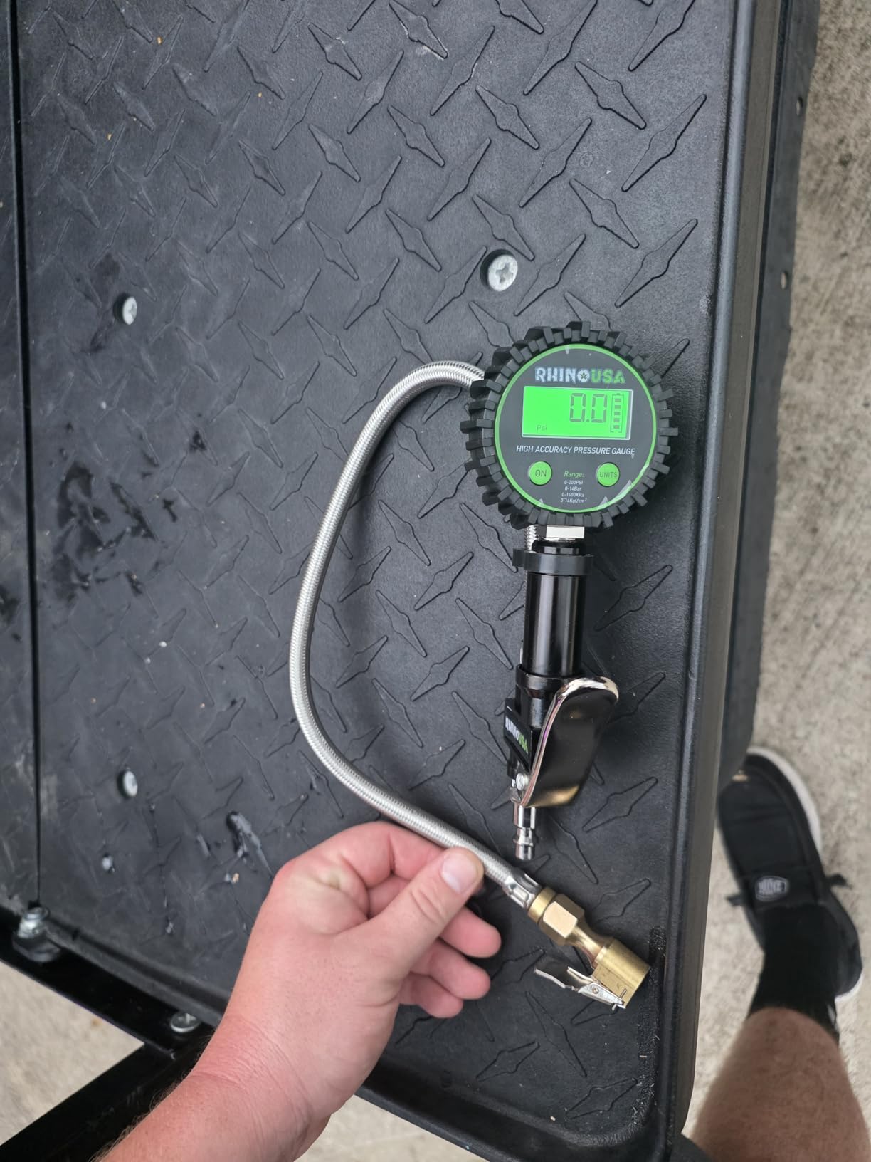 Rhino USA Digital Tire Pressure Gauge with Inflator (0-200 PSI) - Heavy Duty Air Chuck and Compressor Accessories with Stainless Braided Hose, Large 2 Dial and Solid Brass Hardware for Truck and RV Customer Review Rhino USA Digital Tire Pressure Gauge with Inflator (0-200 PSI) - Heavy Duty Air Chuck and Compressor Accessories with Stainless Braided Hose, Large 2 Dial and Solid Brass Hardware for Truck and RV - Customer Photo 1