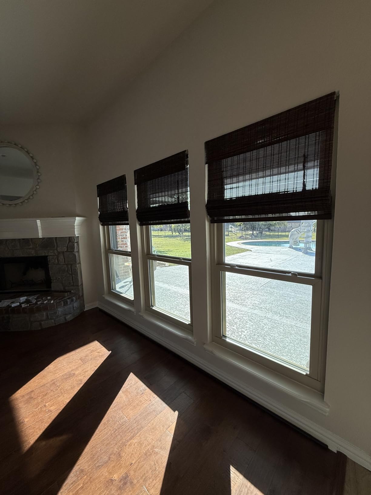 ARLO BLINDS Sheer Bamboo Roman Shades with Valance - Tuscan, 22