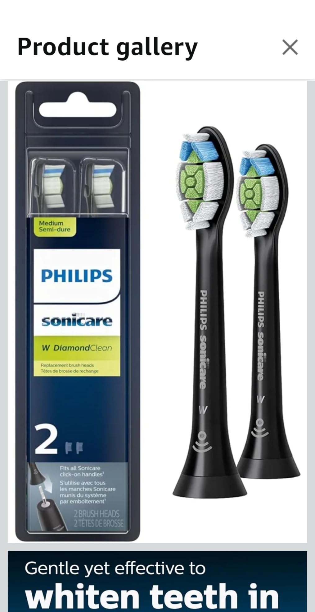 Philips Sonicare W DiamondClean - Genuine Replacement Electric Toothbrush Heads, White, 3 Pack, HX6063/65 Customer Review Philips Sonicare W DiamondClean - Genuine Replacement Electric Toothbrush Heads, White, 3 Pack, HX6063/65 - Customer Photo 1