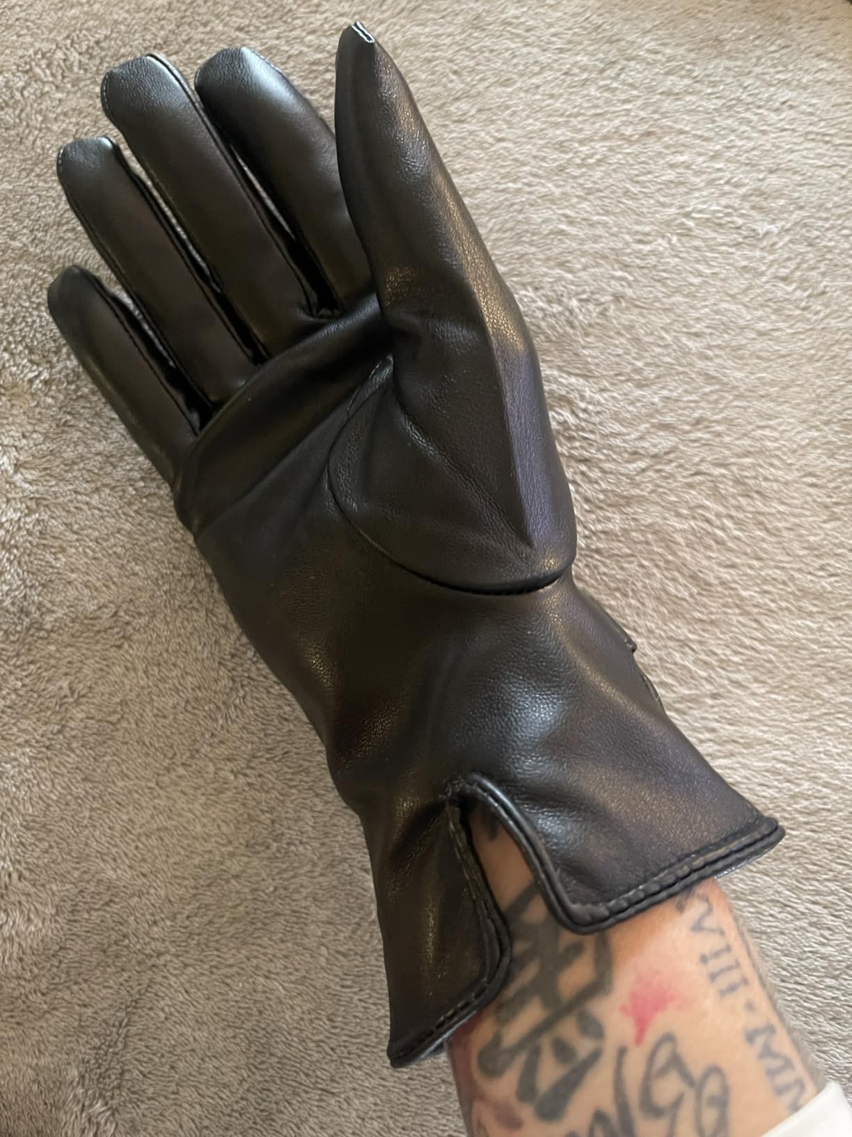 Dsane Womens Winter Leather Gloves Touchscreen Texting Warm Driving Lambskin Gloves for Christmas Gifts - Customer Photo 2