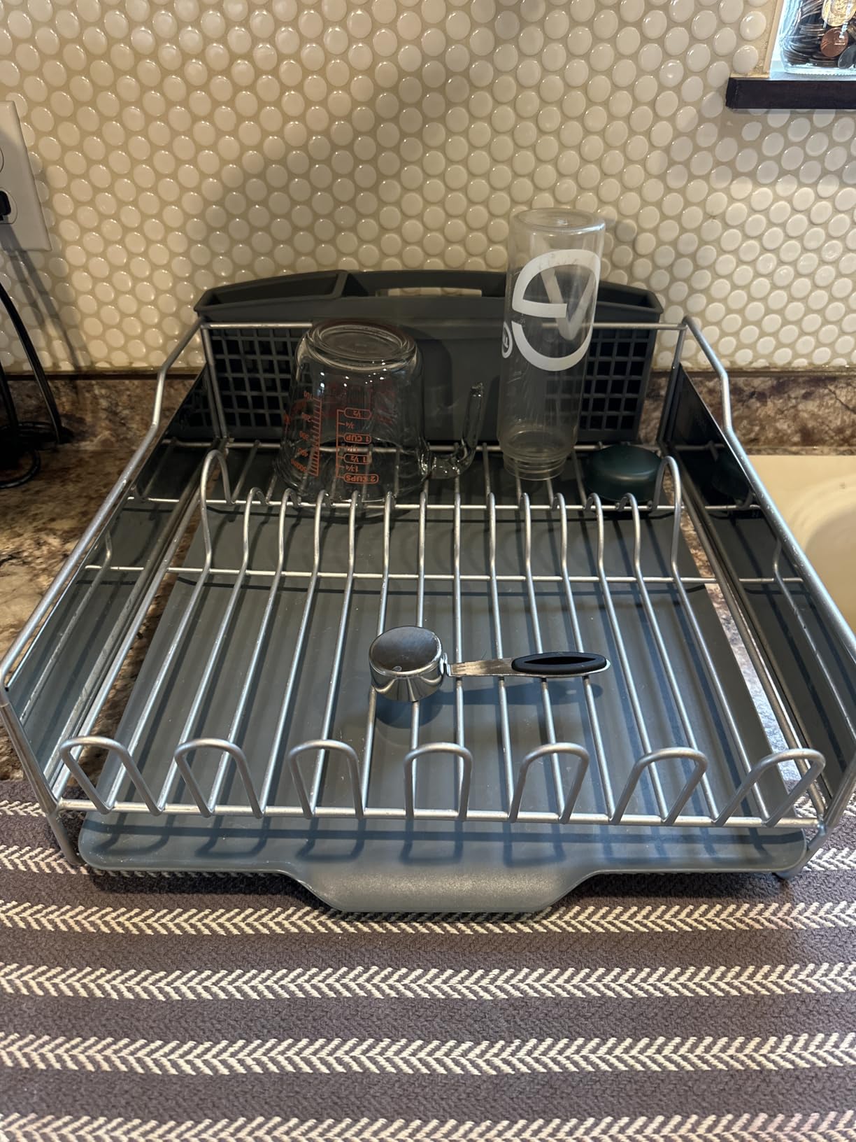 KitchenAid Large Capacity Full Size Rust Resistant Dish Rack with Angled Drain Board and Removable Flatware Caddy, Light Grey Customer Review KitchenAid Large Capacity Full Size Rust Resistant Dish Rack with Angled Drain Board and Removable Flatware Caddy, Light Grey - Customer Photo 2