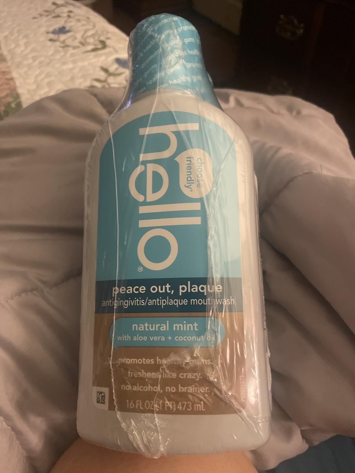 Hello Peace Out Plaque, Antigingivitis Alcohol Free Mouthwash, Natural Mint with Aloe Vera and Coconut Oil, Fluoride Free, Vegan, SLS Free and Gluten Free, 16 Ounce (Pack of 3) - Customer Photo 4