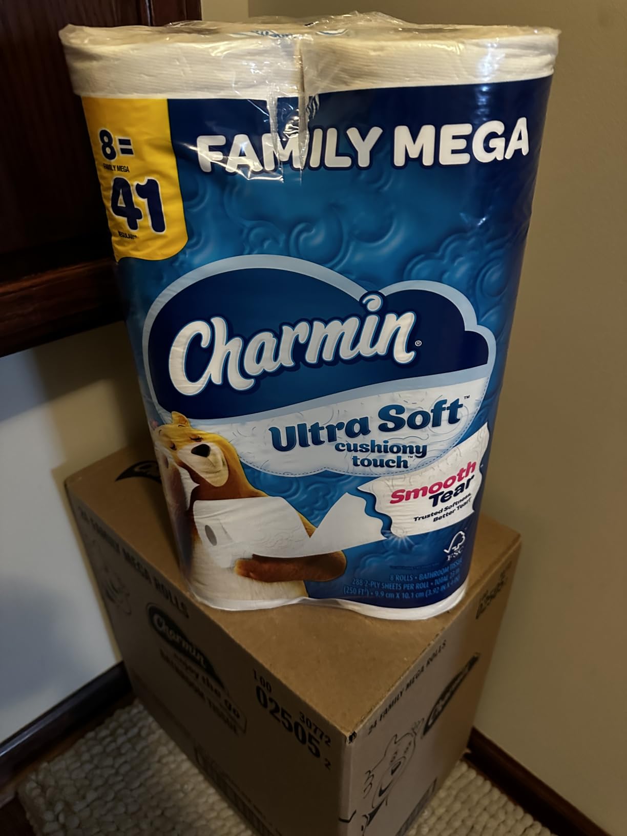 Charmin Ultra Soft Cushiony Touch Toilet Paper, 24 Family Mega = 123 Regular Rolls, White Customer Review Charmin Ultra Soft Cushiony Touch Toilet Paper, 24 Family Mega = 123 Regular Rolls, White - Customer Photo 1