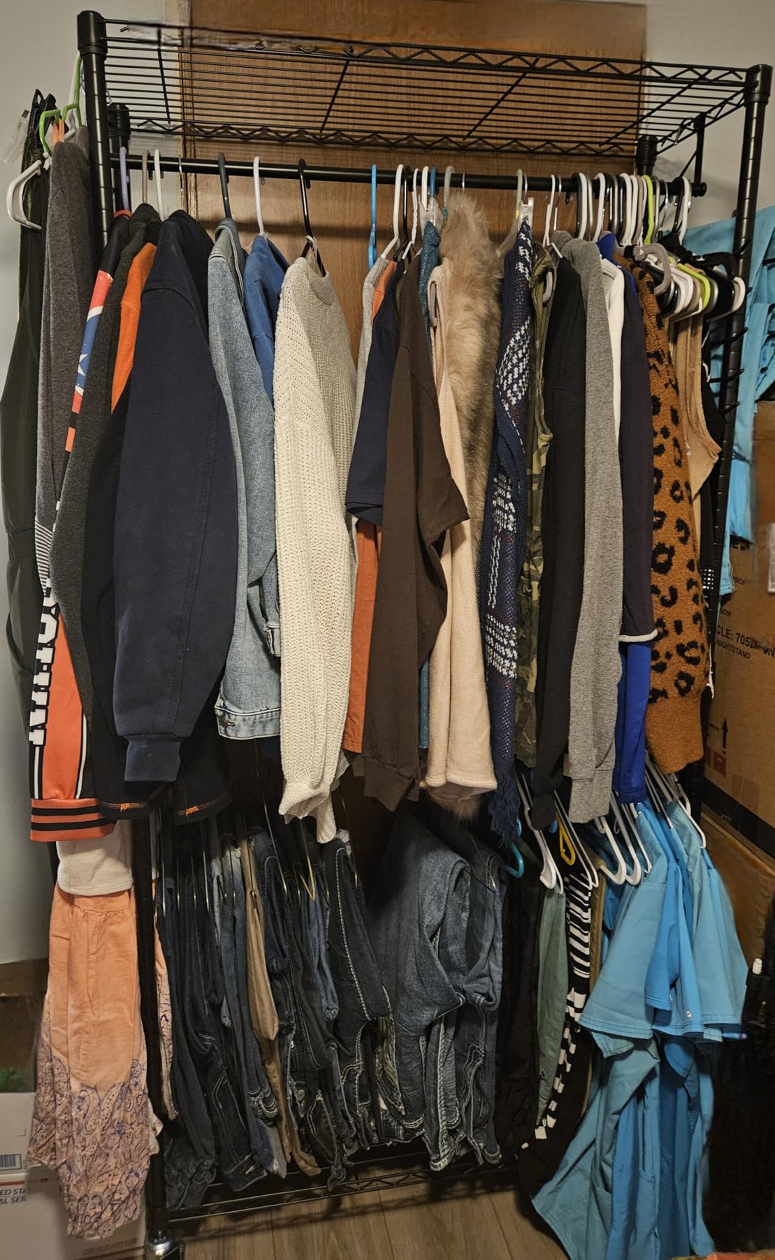 Amazon Basics Adjustable Clothes Rack for Handing, Double Hanging Rod Garment Rolling Closet Clothing Organizer, Chrome, 36'' x 14'' x 72'' - Customer Photo 2