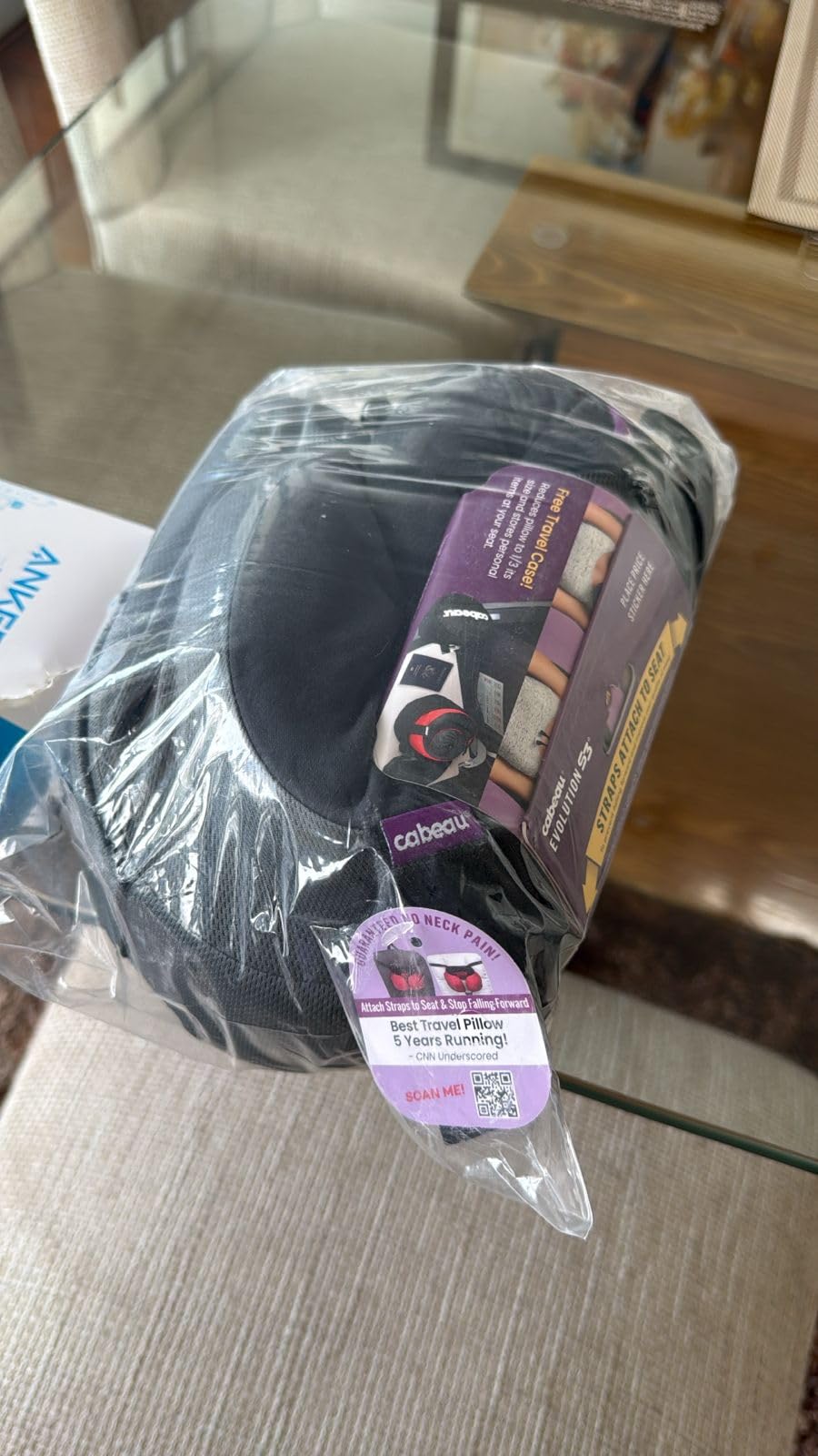 Cabeau Airplane Travel Pillow for Long Flights - Evolution S3 - Supportive Memory Foam with Seat Straps to Secure Your Head and Neck and Provides 360° Support (Steel Grey) - Customer Photo 1
