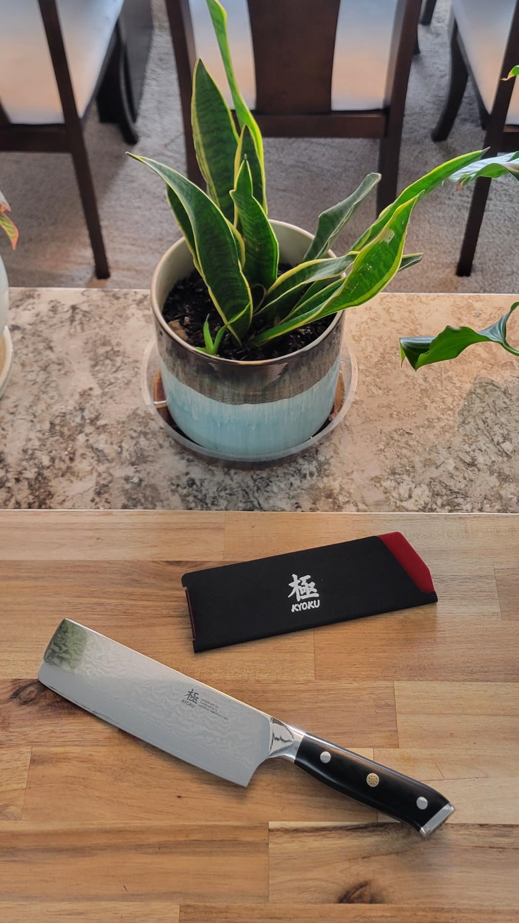 KYOKU Nakiri Knife - 7-Inch Shogun Series - Japanese Style VG10 Steel Core Damascus Blade Customer Review KYOKU Nakiri Knife - 7-Inch Shogun Series - Japanese Style VG10 Steel Core Damascus Blade - Customer Photo 2