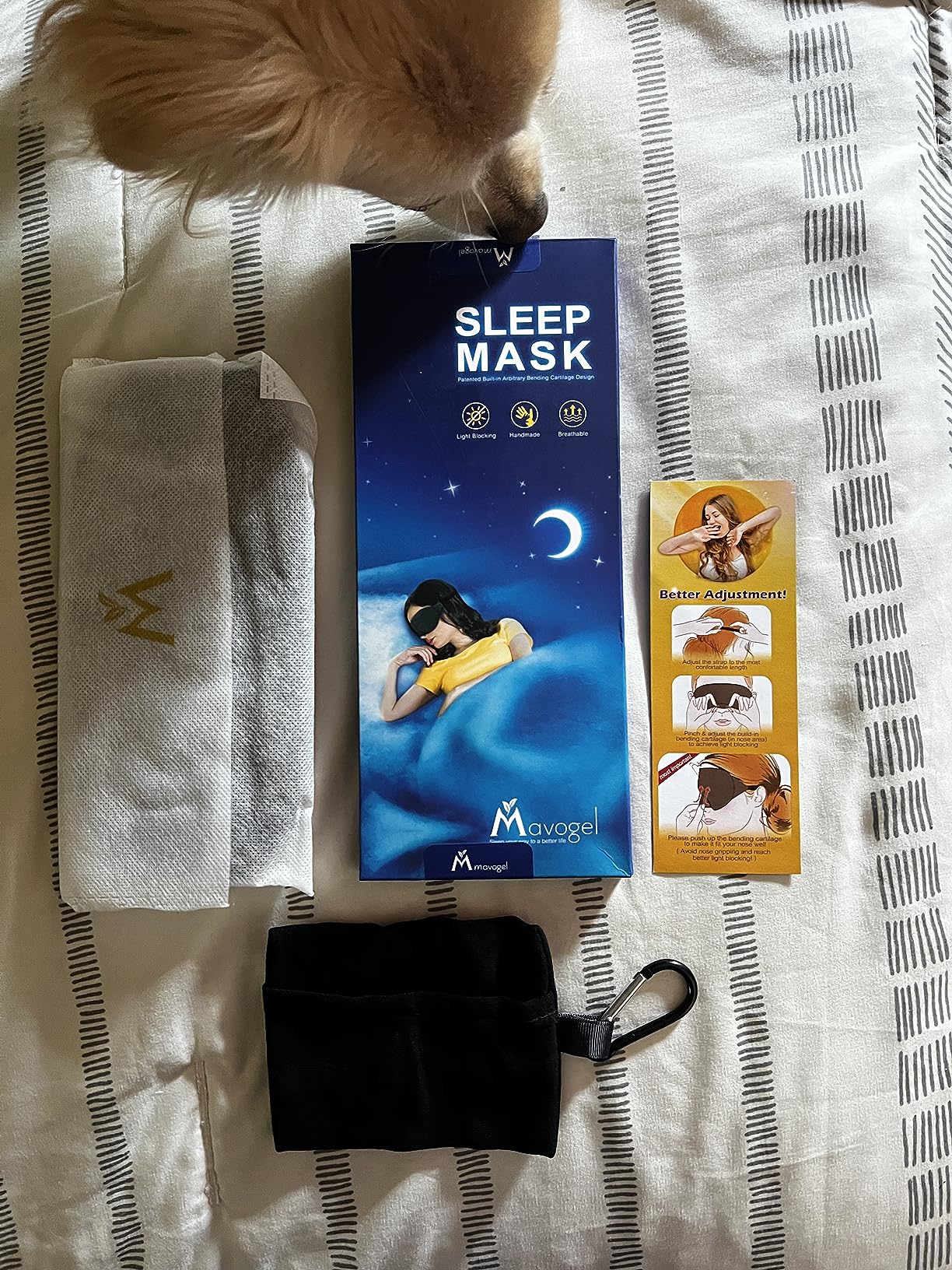 Mavogel Cotton Sleep Eye Mask - Updated Design Light Blocking with Adjustable Nose Bridge, Soft and Comfortable Night Eye Mask for Men Women, Eye Blinder for Shift Work, Includes Travel Pouch, Grey Customer Review Mavogel Cotton Sleep Eye Mask - Updated Design Light Blocking with Adjustable Nose Bridge, Soft and Comfortable Night Eye Mask for Men Women, Eye Blinder for Shift Work, Includes Travel Pouch, Grey - Customer Photo 4