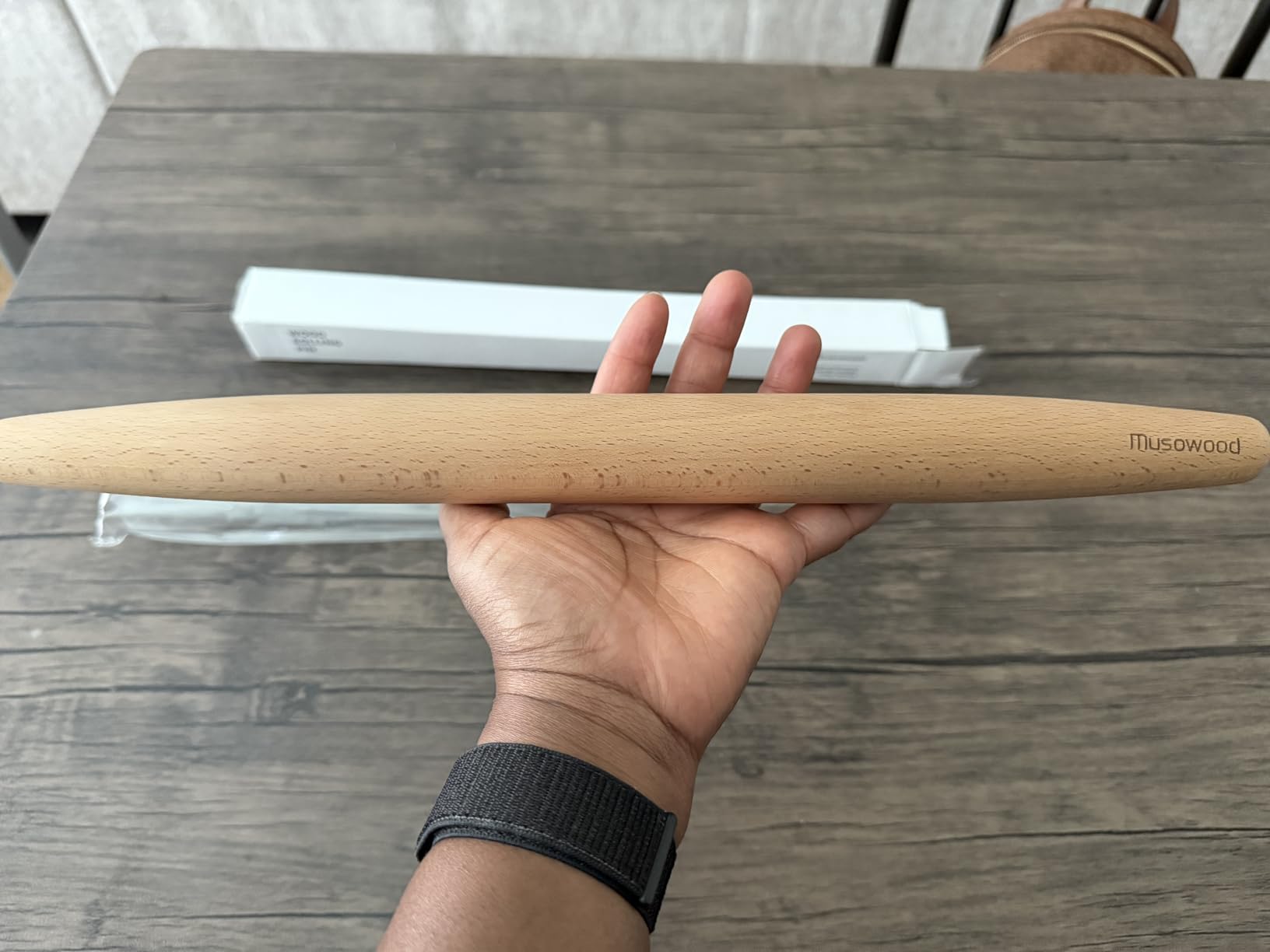 Muso Wood Wooden French Rolling Pin for Baking, Beech Wood Tapered Rolling Pin for Fondant Pie Crust Cookie Pastry(French 15.75-Inch) - Customer Photo 1