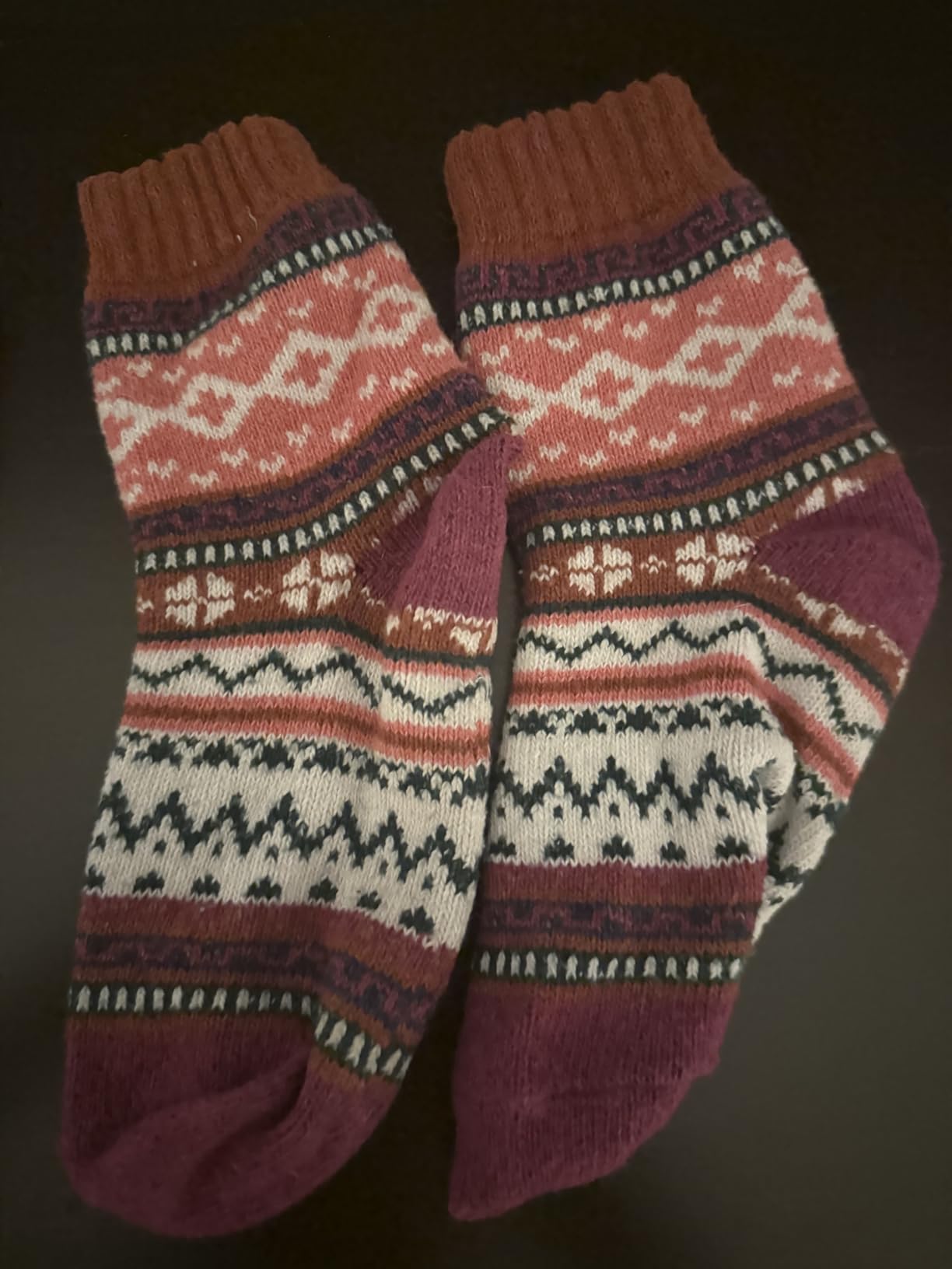 YZKKE 5Pack Womens Vintage Winter Soft Warm Thick Cold Knit Wool Crew Socks, Multicolor, free size customer photo 2