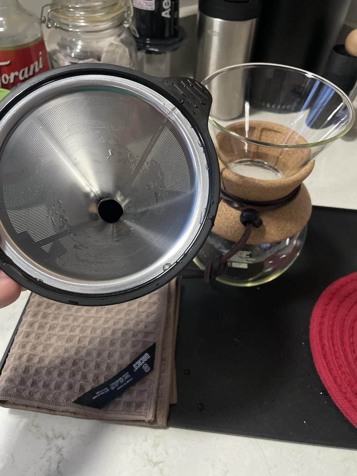 Bodum 34oz Pour Over Coffee Maker, High-Heat Borosilicate Glass with Reusable Stainless Steel Filter and Cork Grip - Made in Portugal Customer Review Bodum 34oz Pour Over Coffee Maker, High-Heat Borosilicate Glass with Reusable Stainless Steel Filter and Cork Grip - Made in Portugal - Customer Photo 2