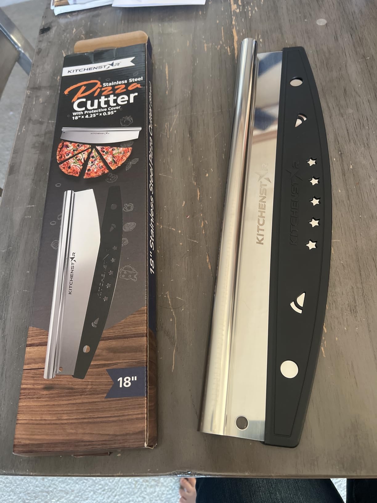 KitchenStar 16-Inch Pizza Cutter Rocker Blade - Sharp Stainless Steel Slicer Knife, Protective Cover, Dishwasher Safe, Large - Professional Pizza Oven Accessories - Customer Photo 2