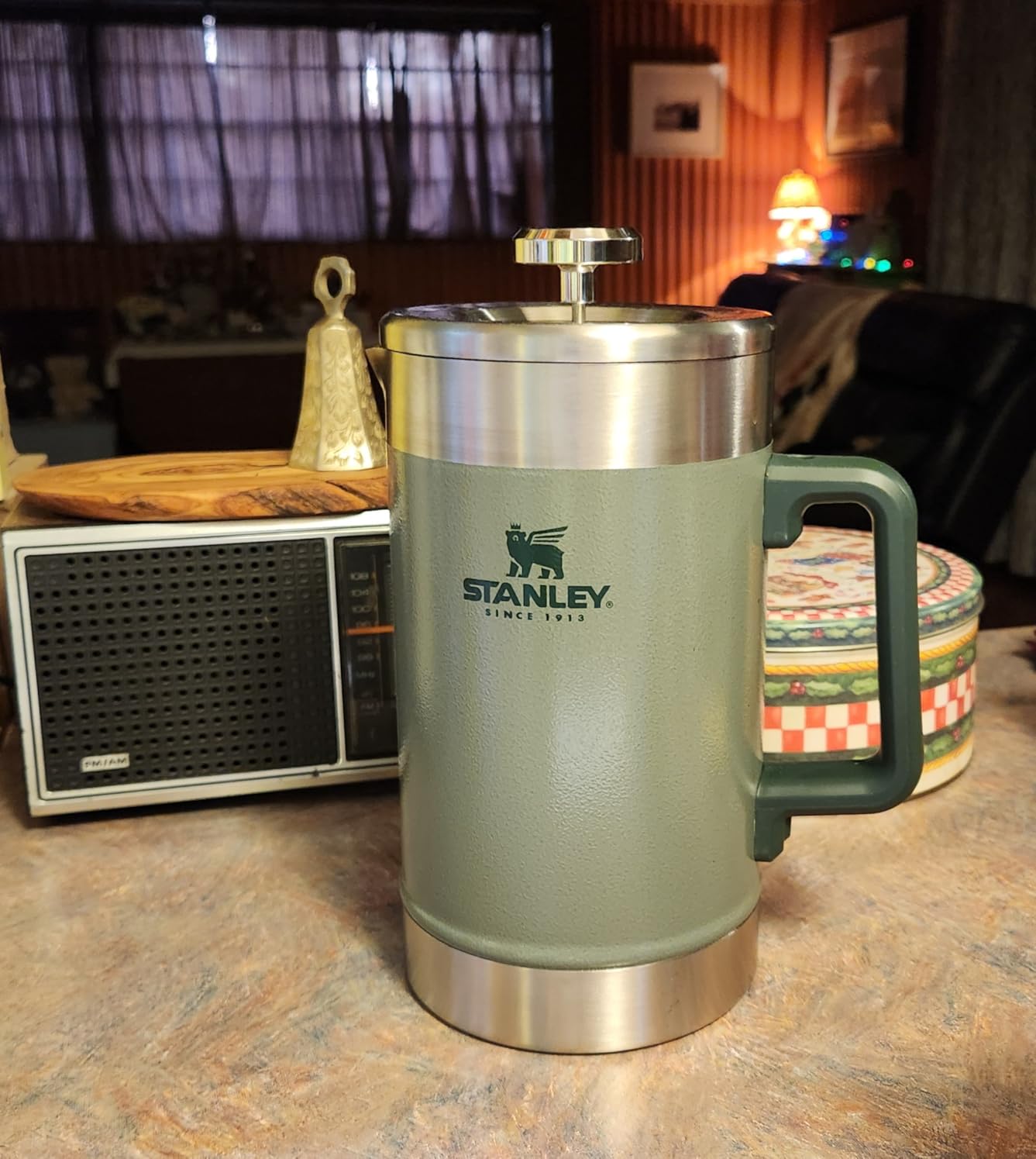 STANLEY Classic Stay-Hot French Press Coffee Maker 48 oz | 5 Minute Brew, 4 Hours Hot | Mesh Filter for Coffee Grounds | Insulated Stainless Steel French Press | BPA-Free | Hammertone Green Customer Review STANLEY Classic Stay-Hot French Press Coffee Maker 48 oz | 5 Minute Brew, 4 Hours Hot | Mesh Filter for Coffee Grounds | Insulated Stainless Steel French Press | BPA-Free | Hammertone Green - Customer Photo 2